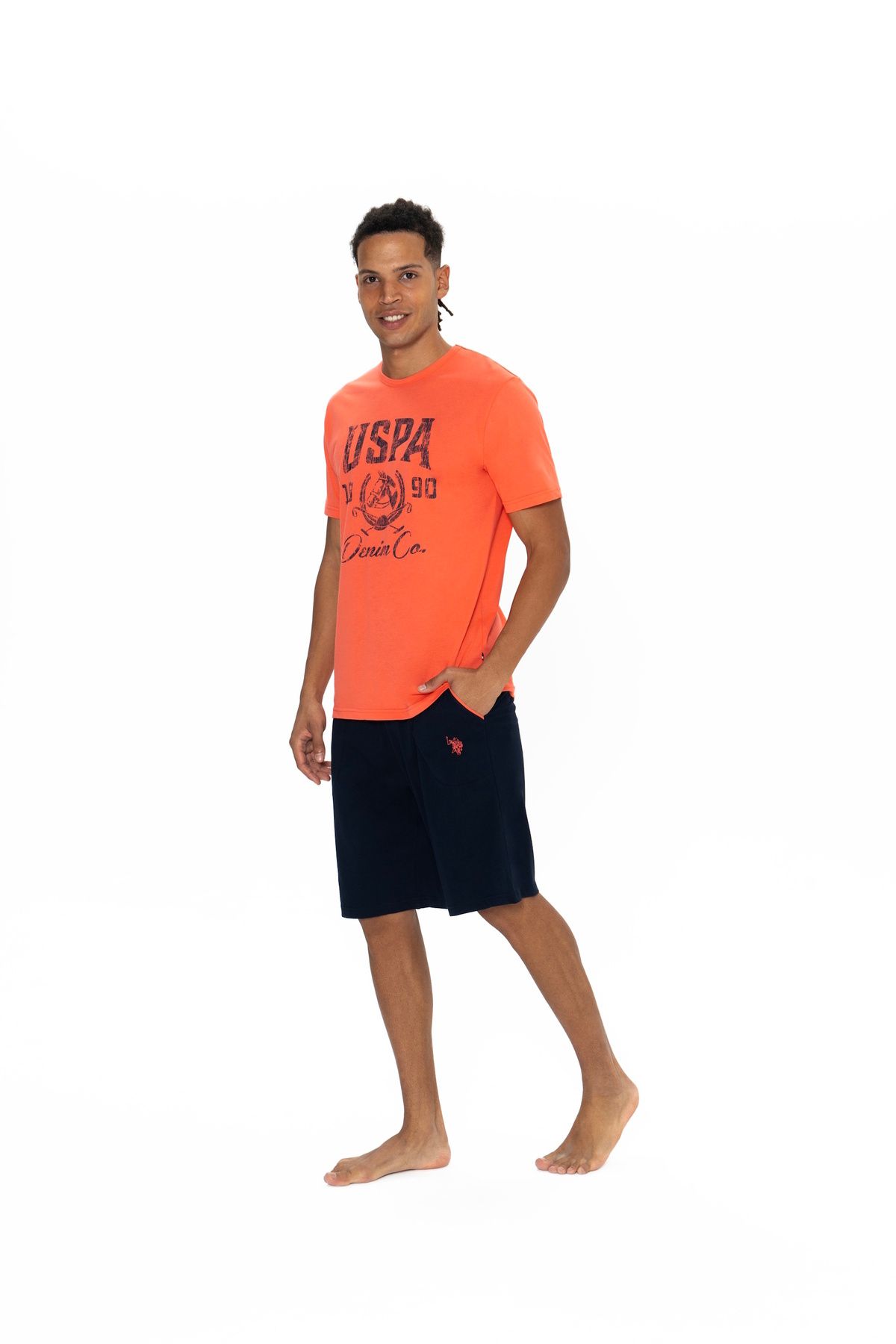 U.S. Polo Assn.-Men's 100% Cotton Coral Pajamas Set - Ilc2.18M87E7W 3