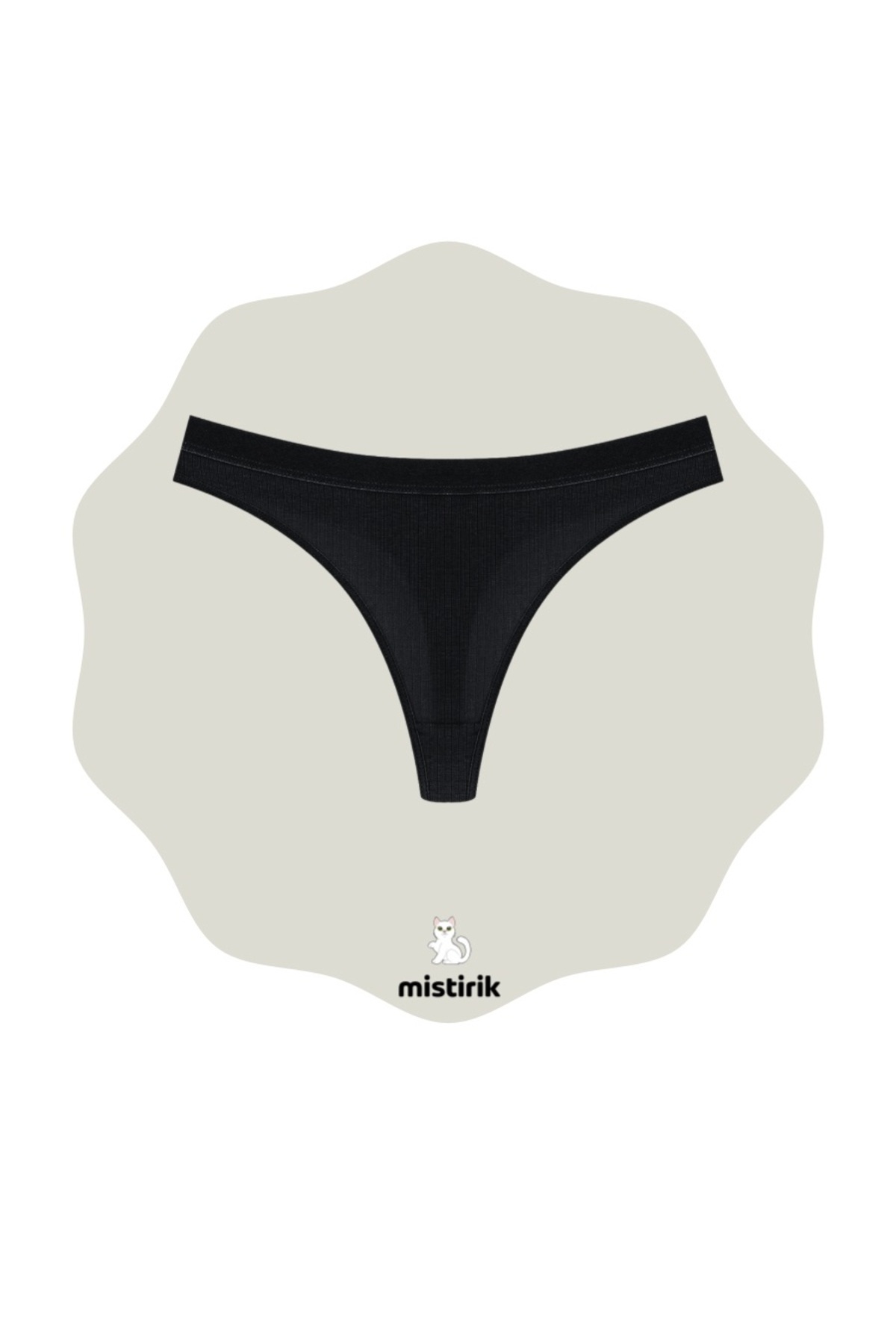 MİSTİRİK-Paulo Model - Pastel Black String Panties with Ribbed and Flexible Soft Fabric 1