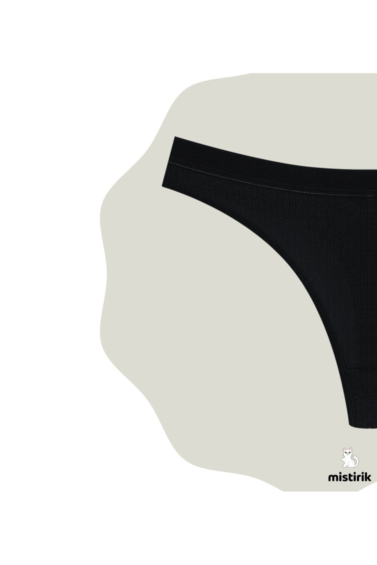 MİSTİRİK-Paulo Model - Pastel Black String Panties with Ribbed and Flexible Soft Fabric 3