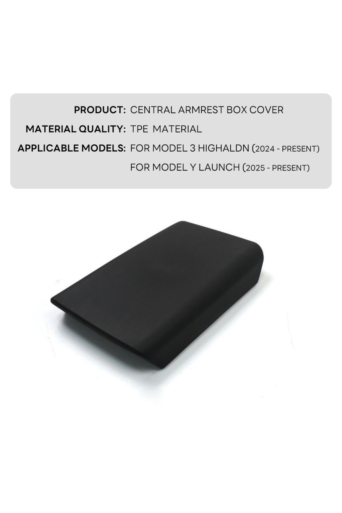 Choice-Black For Tesla Model Y Launch Juniper 2025 Model 3 Highland 2024 Tpe Soft Case Center Console Arm R 3
