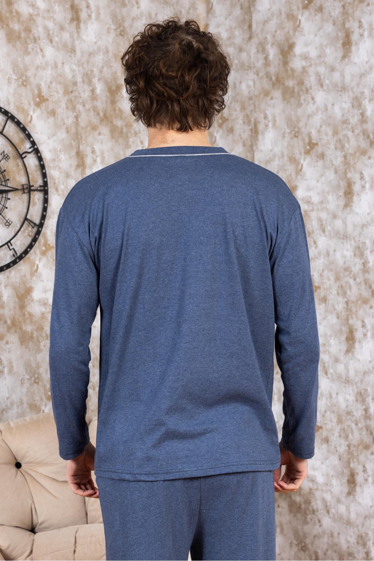 Mutlu City Erkek Boydan Düğmeli Yüksel Kalite Pamuk Pijama Takımı 16511 görsel 4