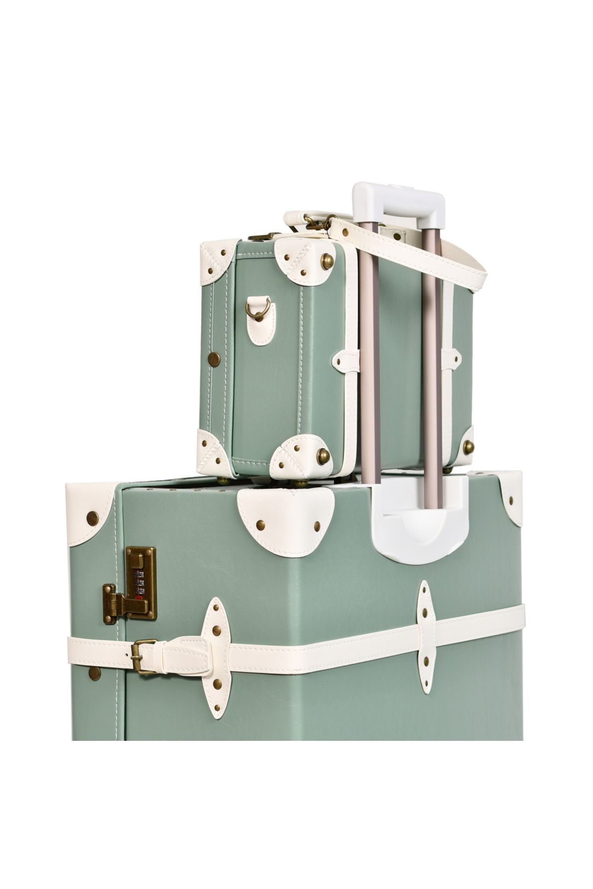 MORANO-Classic Leather Bلكامل Moraraino 4 Pieces of شنط Travel Squat-Including the Lap and Lock Security 8