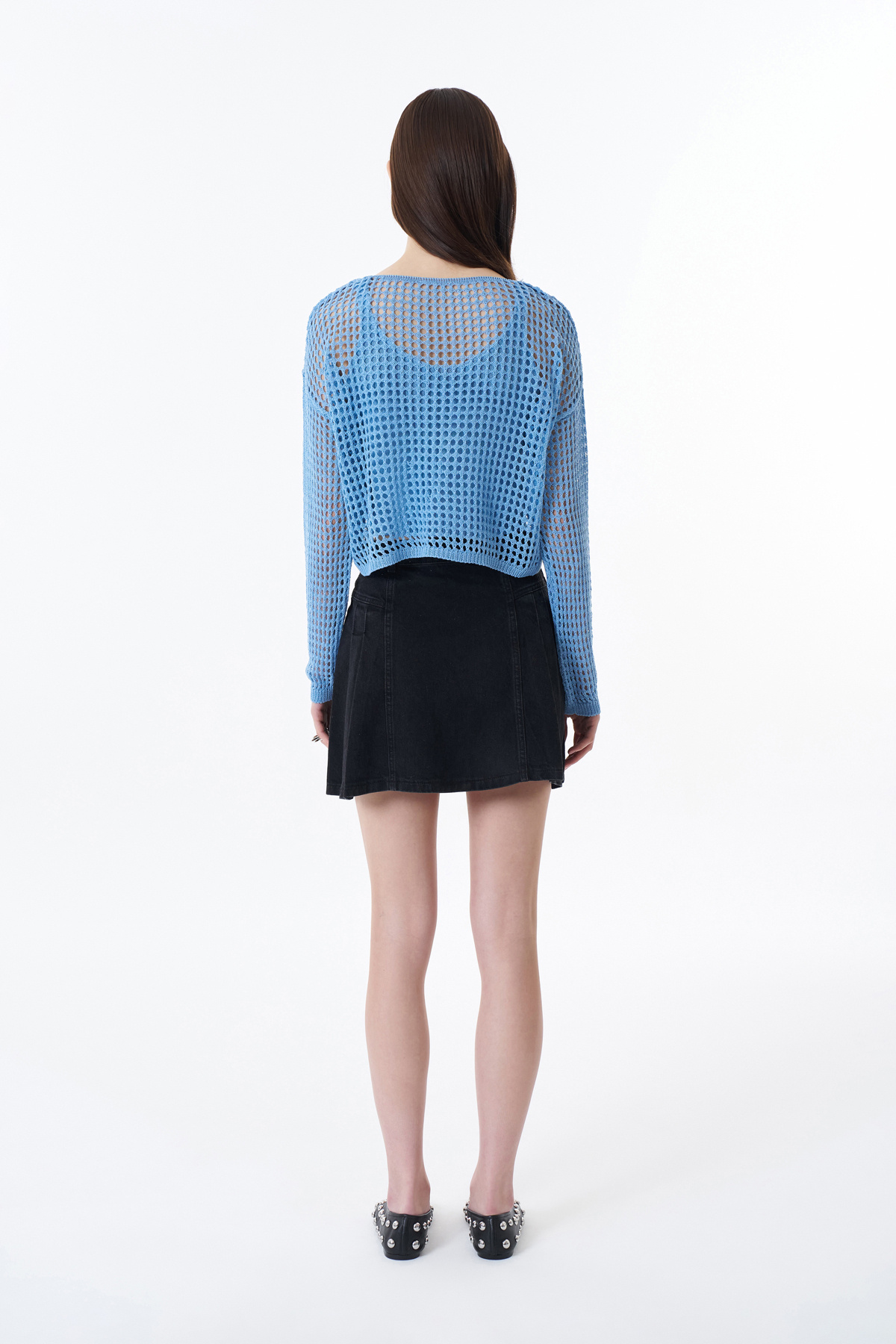 Quzu-Openwork Double Blue Knitwear Set 5
