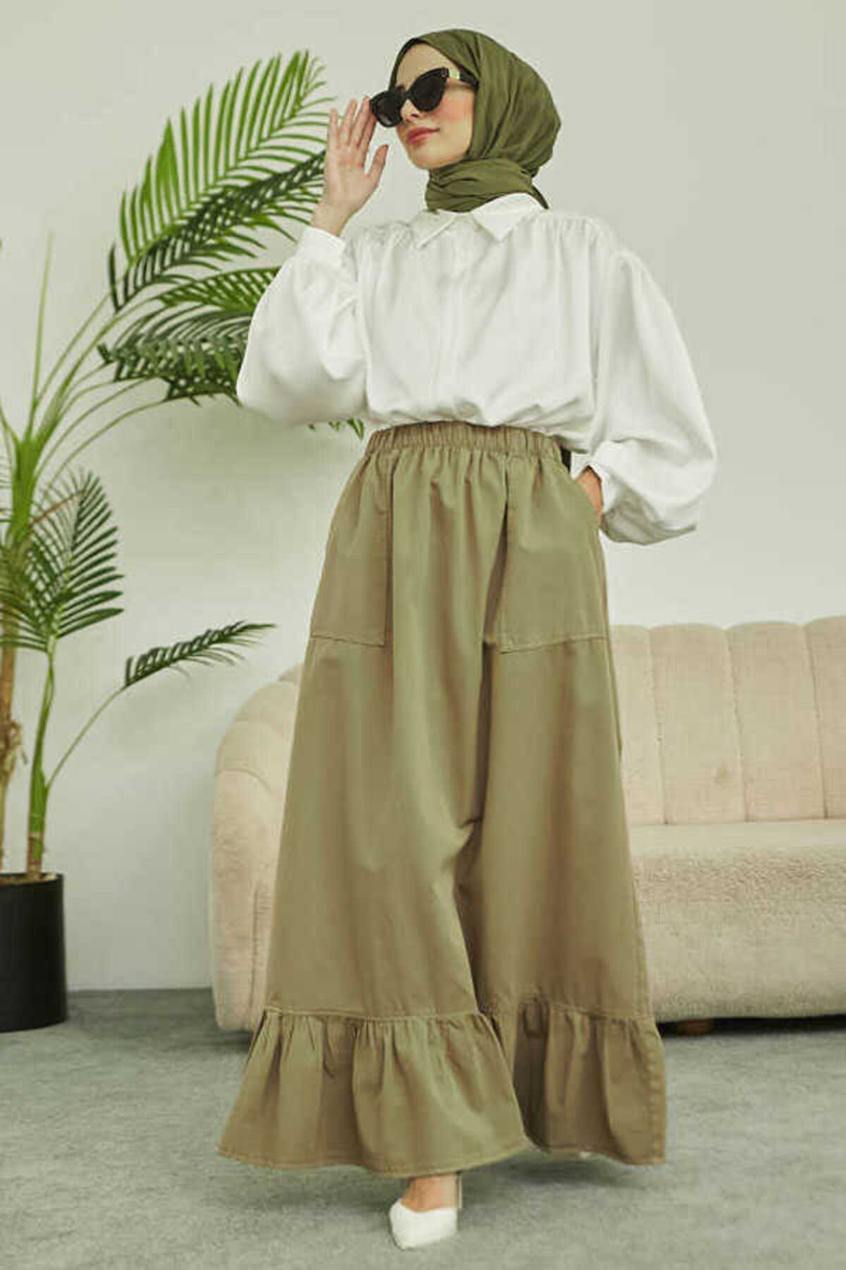 Neways-2281-Piece Painted Elastic Skirt Khaki 2