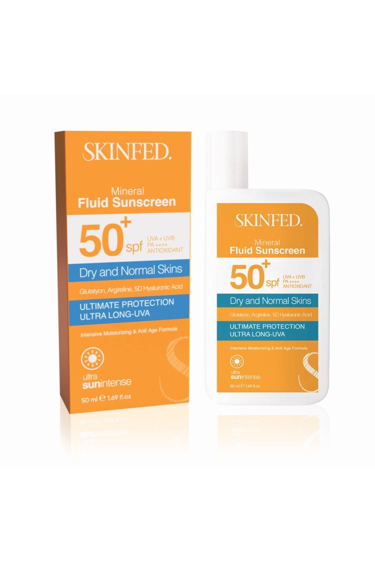 SKINFED. SKINFED KURU NORMAL CİLTLER İÇİN MİNERAL FİLTRELİ GÜNEŞ KORUYUCU 50 ML