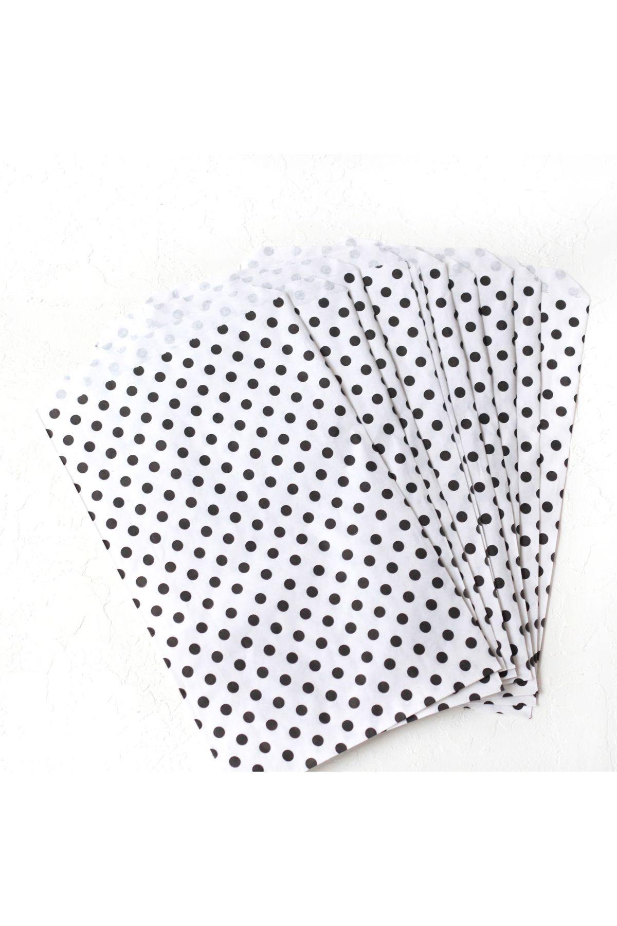 Bimotif-كيس ورقي منقط، أبيض وأسود، 18×30 سم - 500 قطعة 1