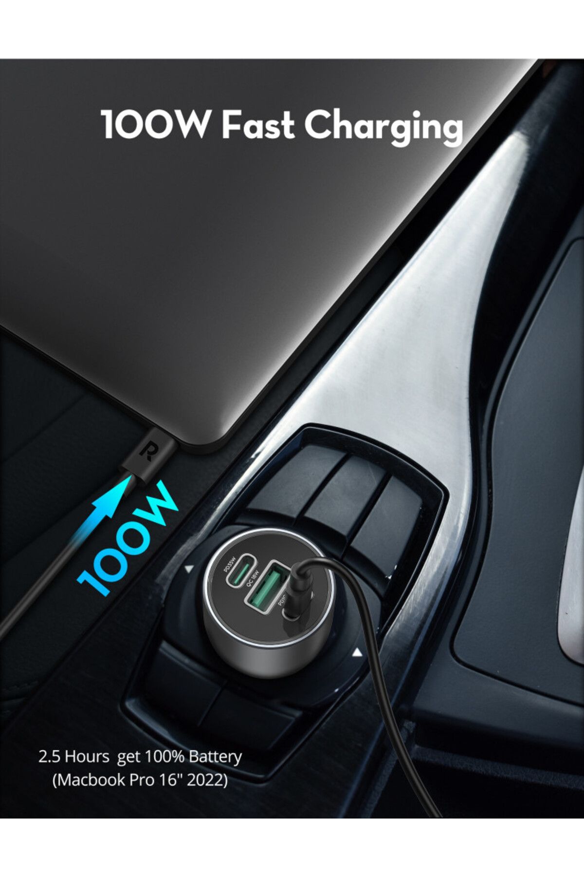 RavPower-RP-VC1011 PD100W 3-port car charger Gray Global Version 4