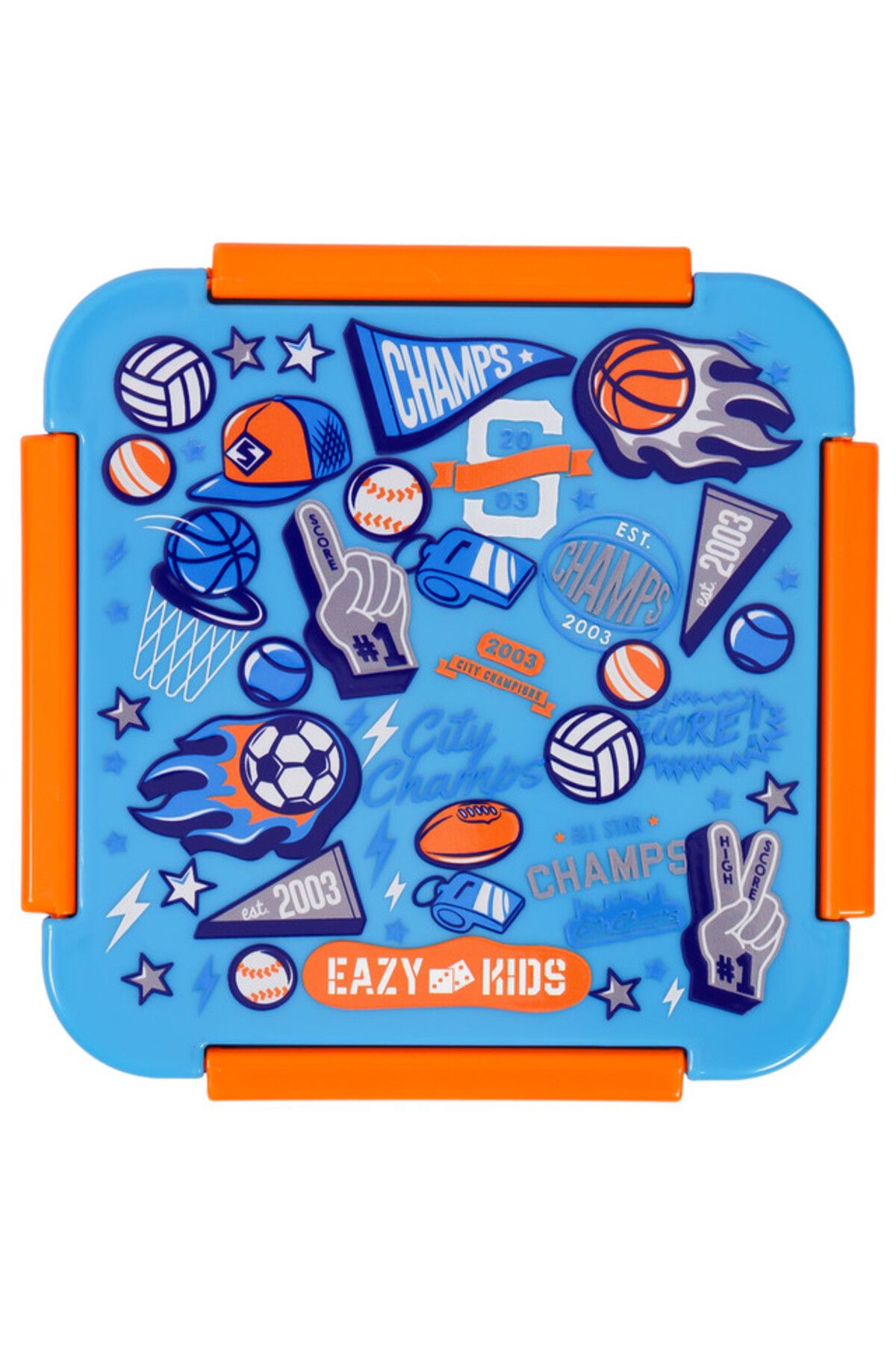 Eazy Kids-Lunch Box Set and Tritan Water Bottle w / Spray, Soccer - Blue, 750ml 4