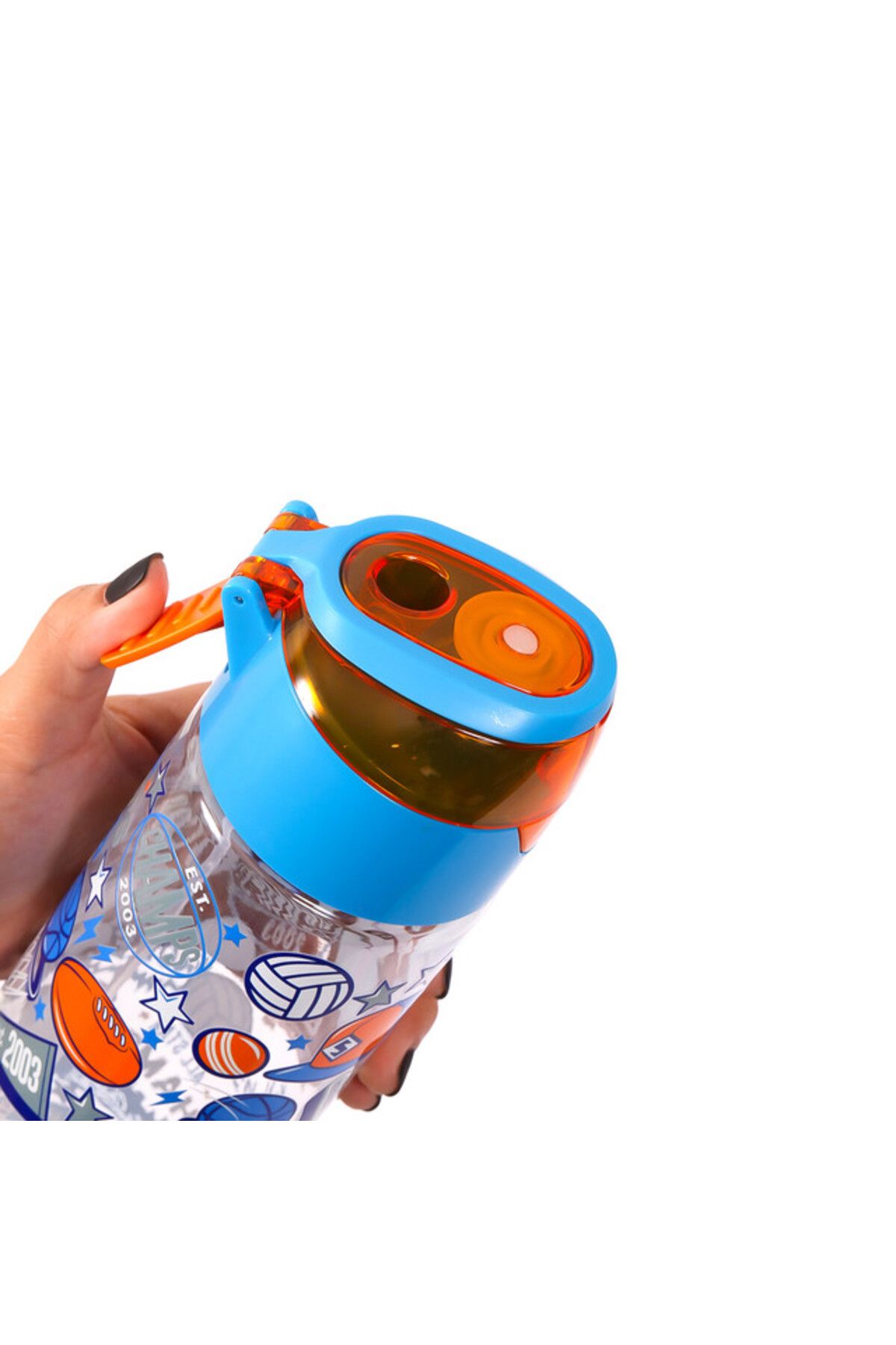 Eazy Kids-Lunch Box Set and Tritan Water Bottle w / Spray, Soccer - Blue, 750ml 2
