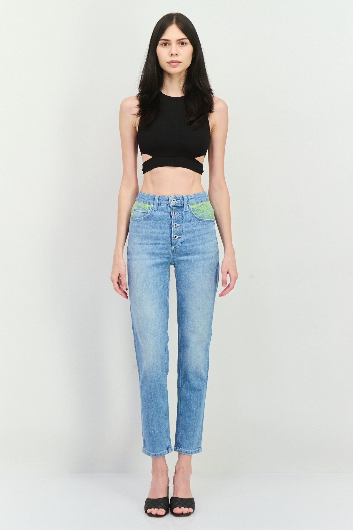 Guess-Women Skinny Fit Washed Denim Jeans, Blue 4