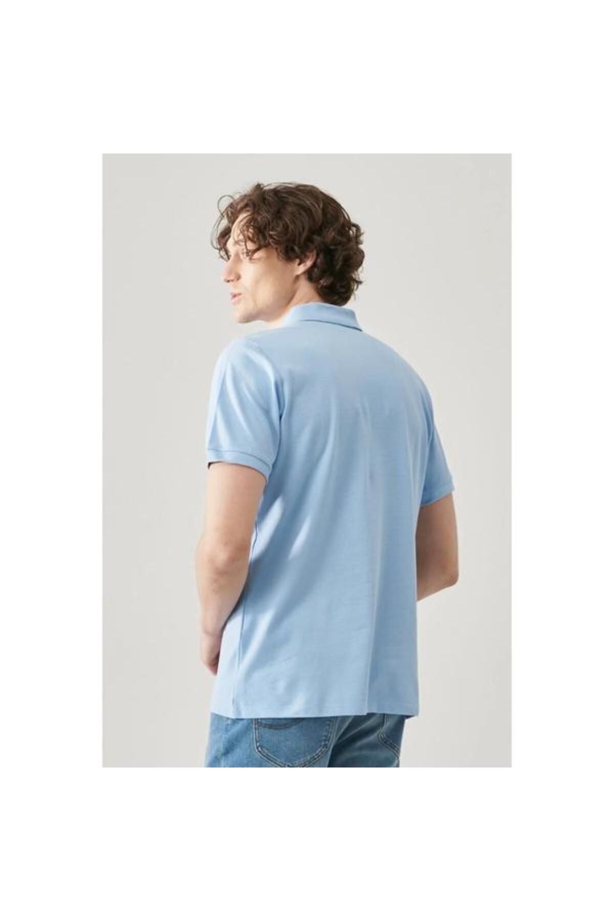 تی شرت یقه پولو آبی مردانه به طور منظم مناسب برش طبیعی چوگان 100 ٪ پنبه T shirt Lee