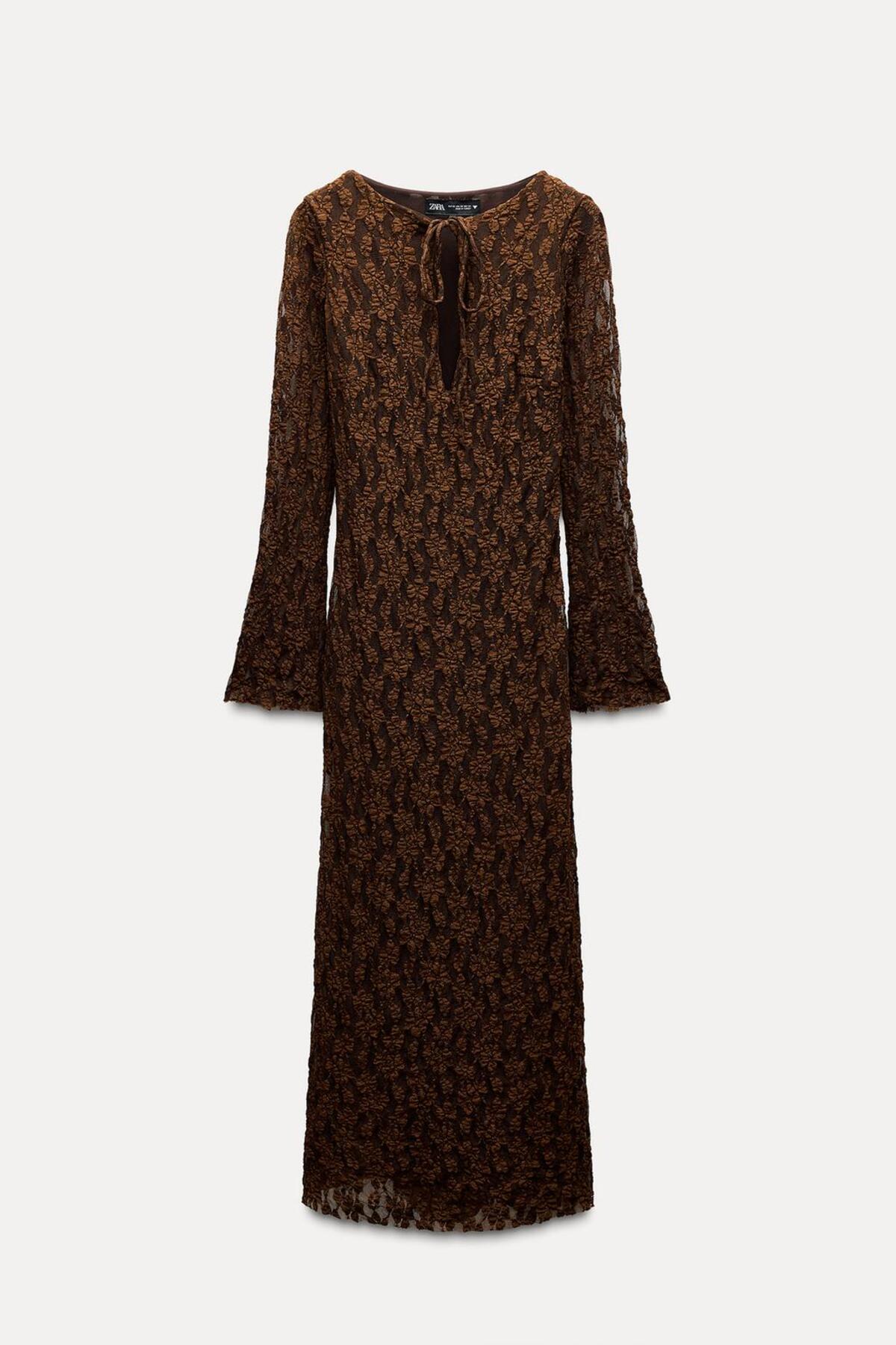 chinese dress ladies Zara Brown Ribbed Sweater Dress