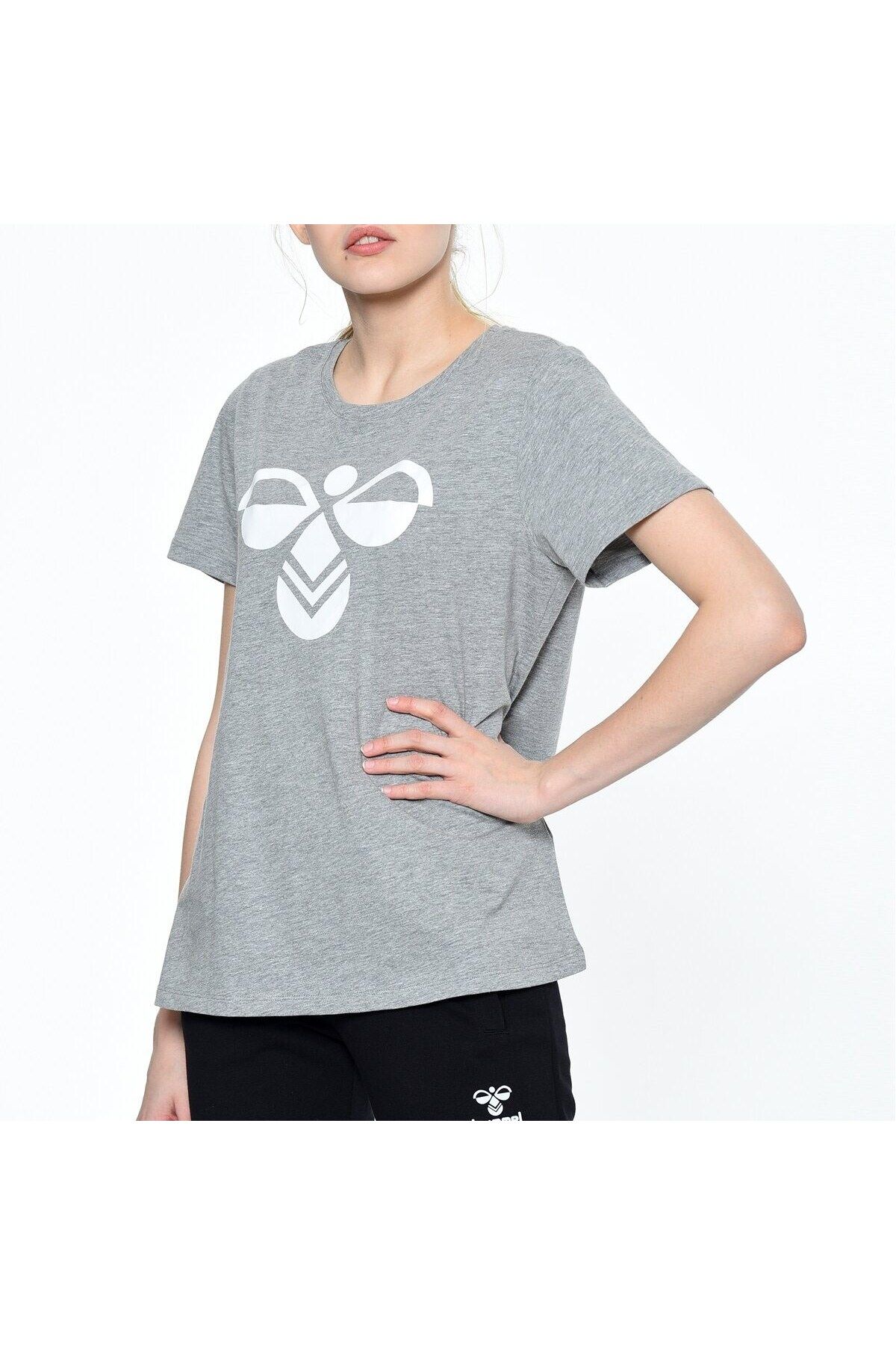 hummel-HMLNARE T-SHIRT S/S GREY MELANGE Tricou pentru femei 100580946 2