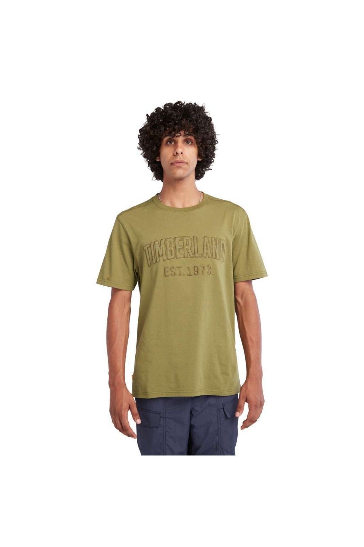 Timberland-T-shirt Modern Wash Brand Carrier Men's Khaki Round Neck T-shirt 1