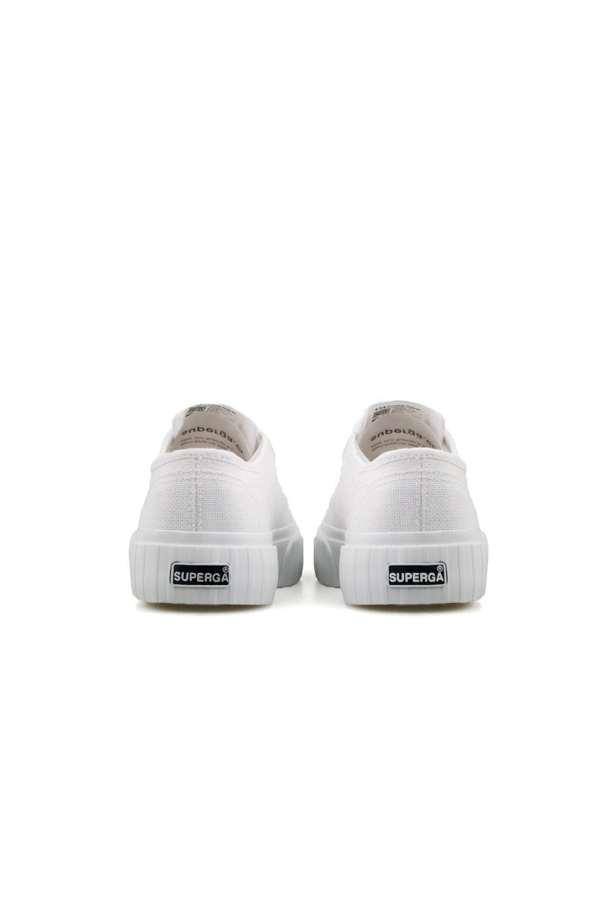 Superga-2630 حذاء رياضي أبيض مخطط للجنسين 4