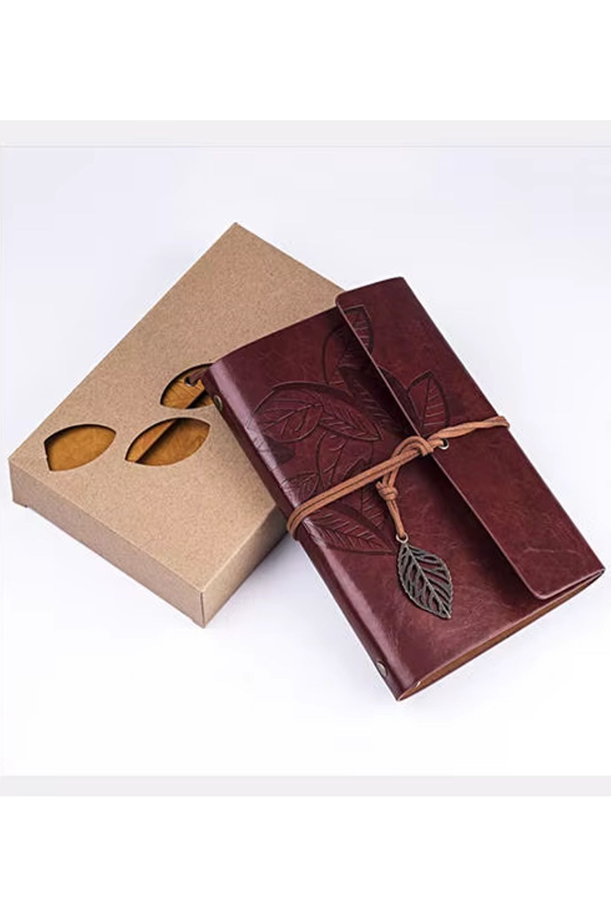 Modellino-A5 Unlined Prestige Leather Cover Mechanism Kraft Paper Leaf Lace up 75Y Notebook - Choose Color 4