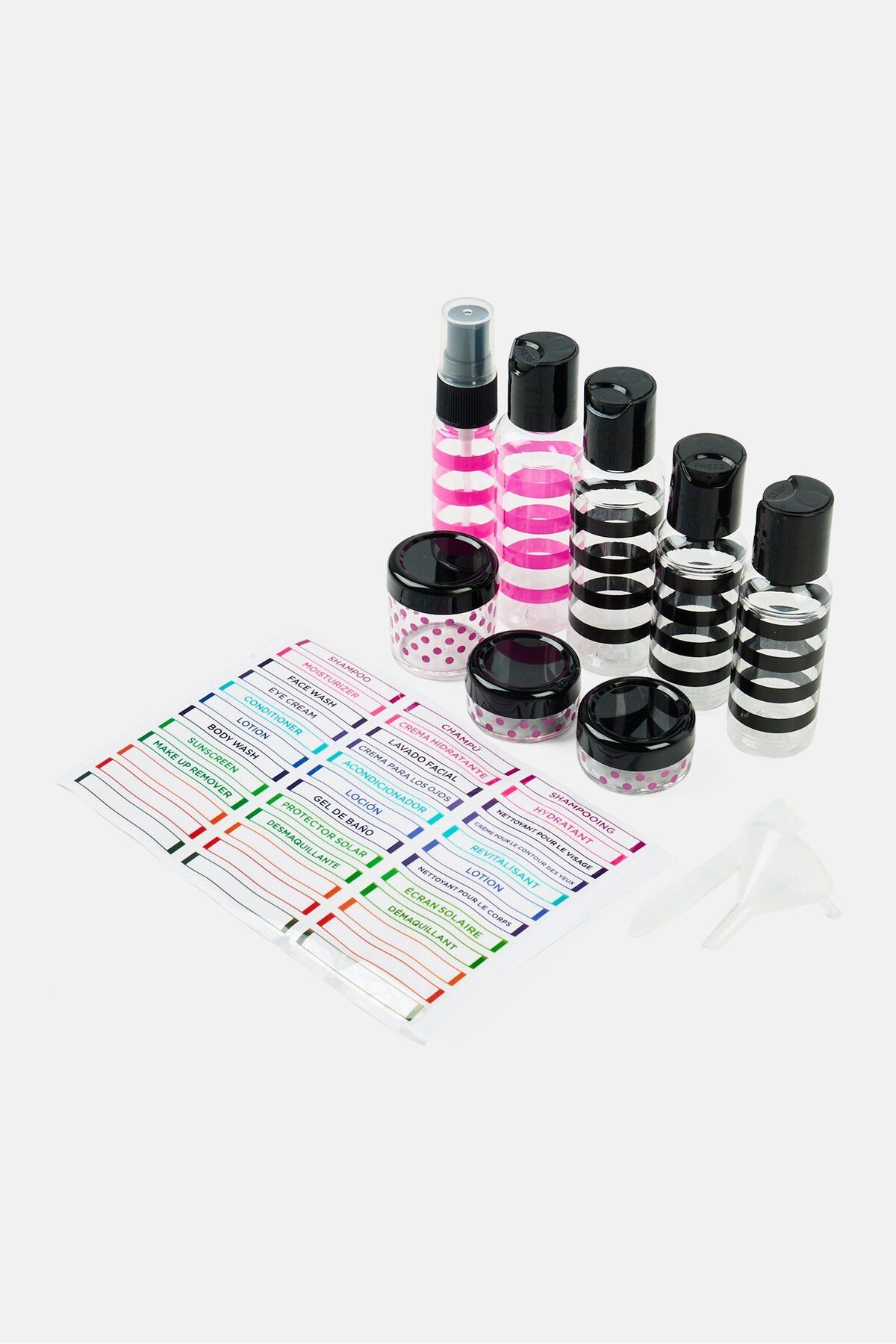 Miamica-12 Pieces Travel Bottle Set, Transparent Combo 3