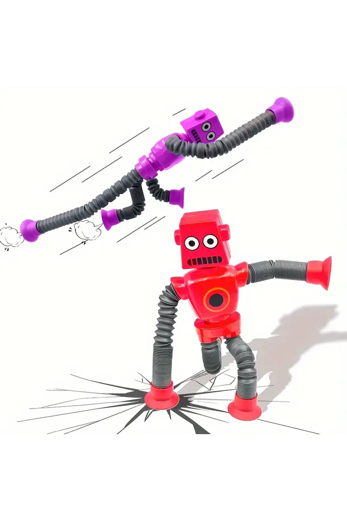 Generic Esnek Robot Oyuncak - Bükülebilir, Vakumlu Kollar ve Bacaklar ile Eğlenceli Yaratıcı Figür fotoğrafı 6 (önizleme)