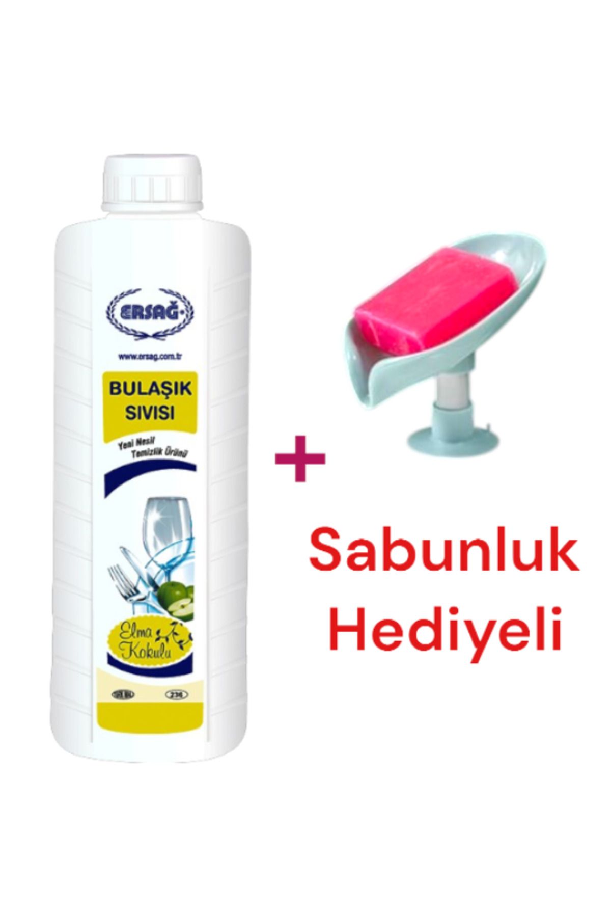 Ersağ Bulaşık Sıvısı (ELMA KOKULU) 1000 ml - ( Sabunluk Hediyeli) 236-3