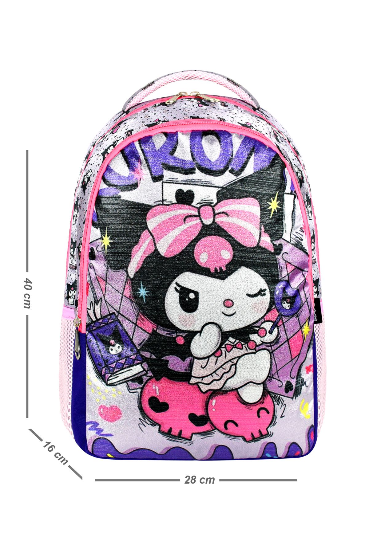 Roxy-Silvery Kuromi Purple Primary School and Thermal Lunch Box Set 2