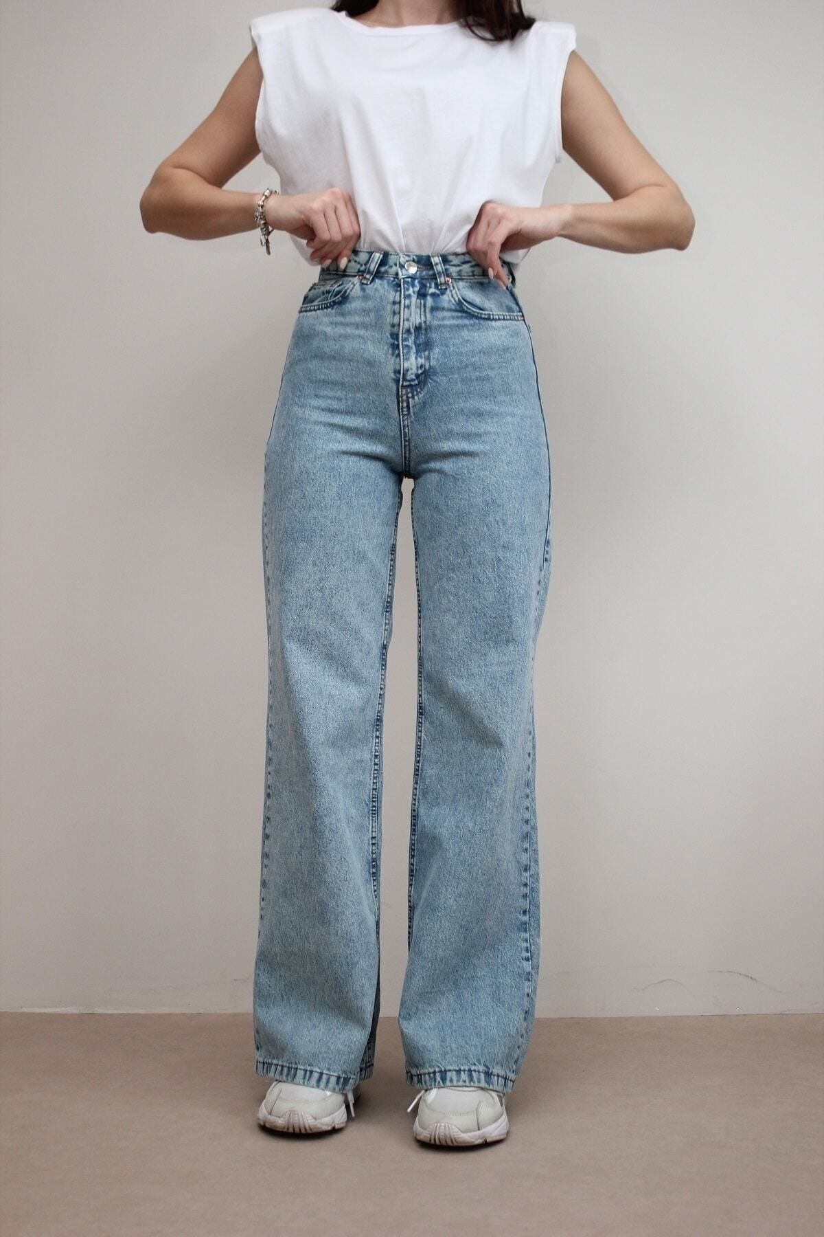 sion jeans Julia Milano (Aşk) Alaska 90's Nans Mavi Kar Yıkama Mavi Likralı Süper Yüksek Bel (NEW JEAN )