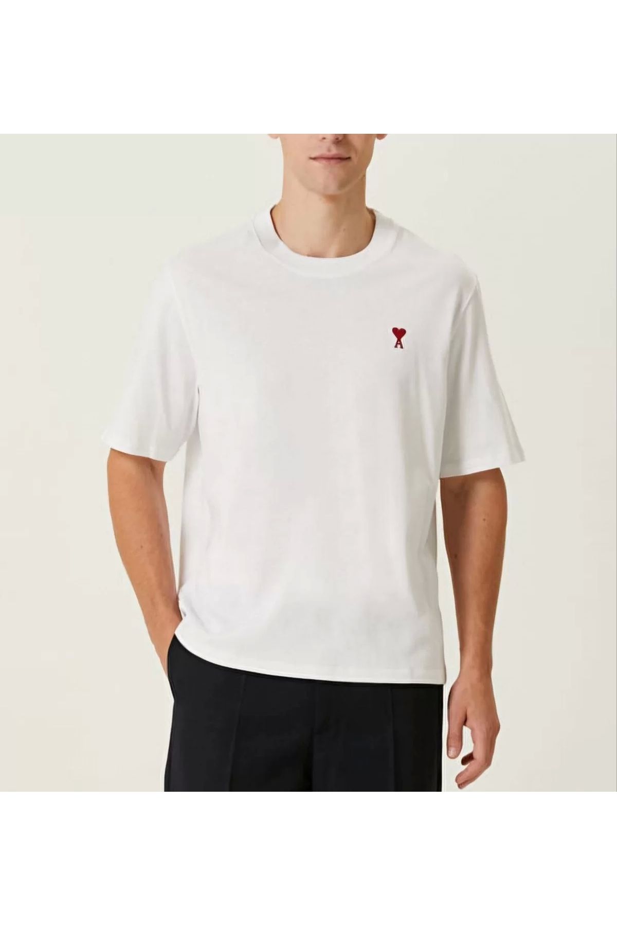 CVS Unisex Bisiklet Yaka Baskılı Oversize T-Shirt - Beyaz