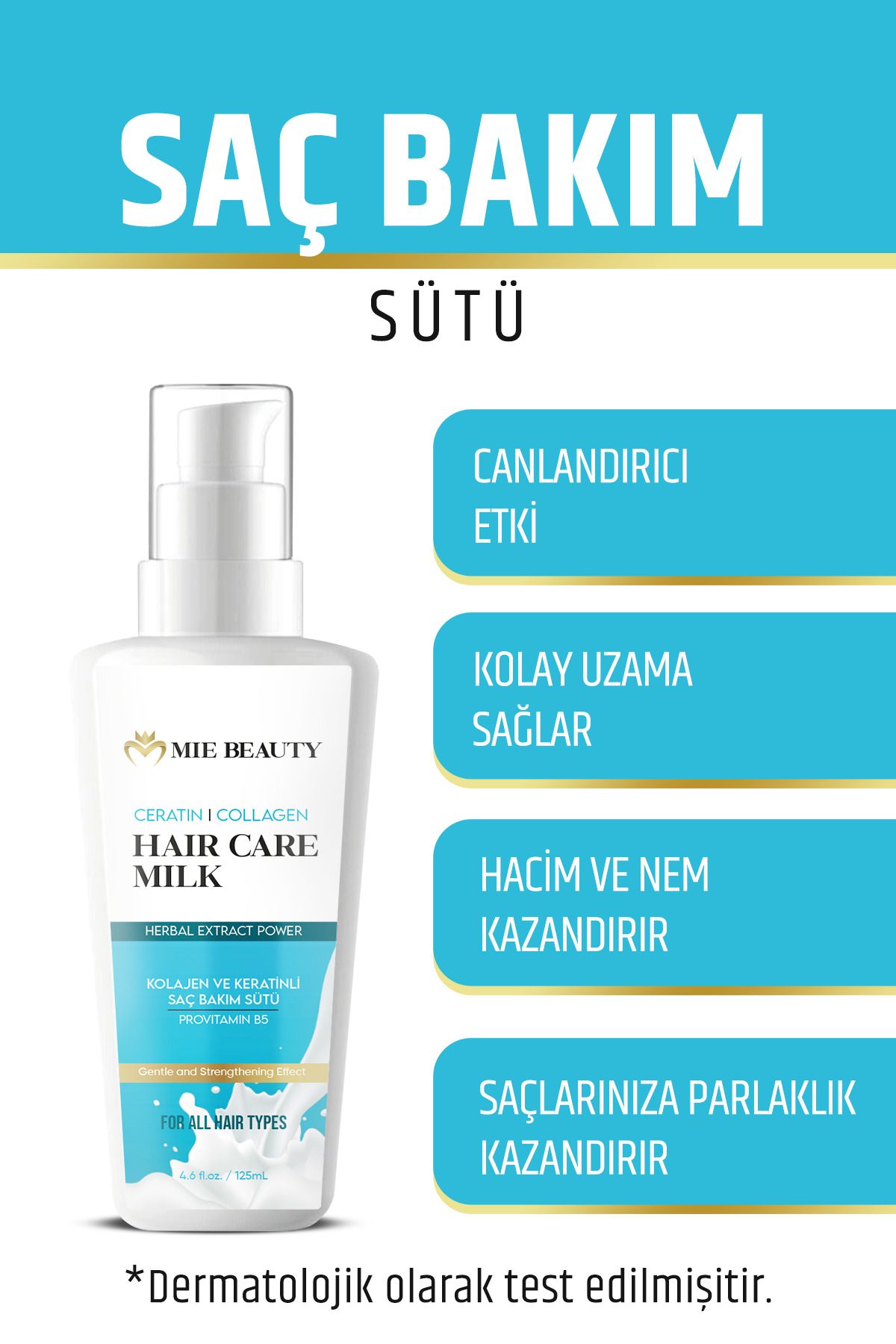 MİE BEAUTY Keratin Kolajen Milk Saç Bakım Sütü, Kolay Tarama Spreyi 125 ml