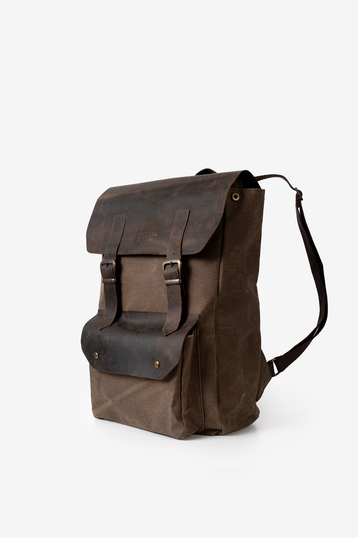 Old Cotton-Genuine Leather Canvas Backpack - Detailed and Compartment for Travel, School, and Trekking 1