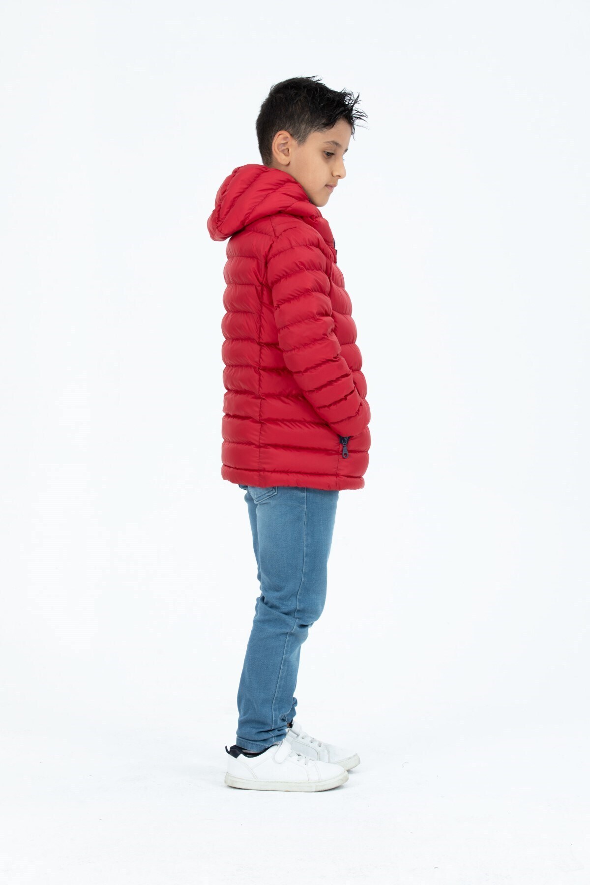 G-FOX-SHORT FIXED HOODED PADDED BOY'S PUFFED COAT 7093E 8