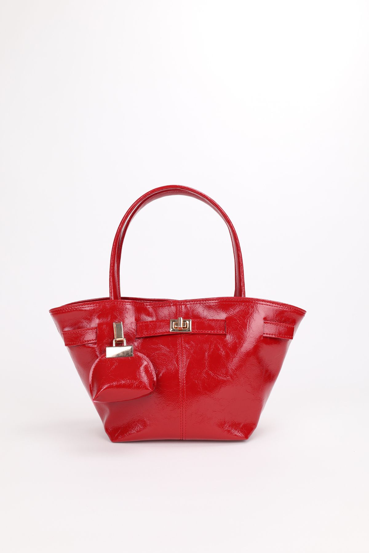 NOTHING-Red Patent Leather - Magnet Hand and Shoulder Bag Samira with Charm Detail 2