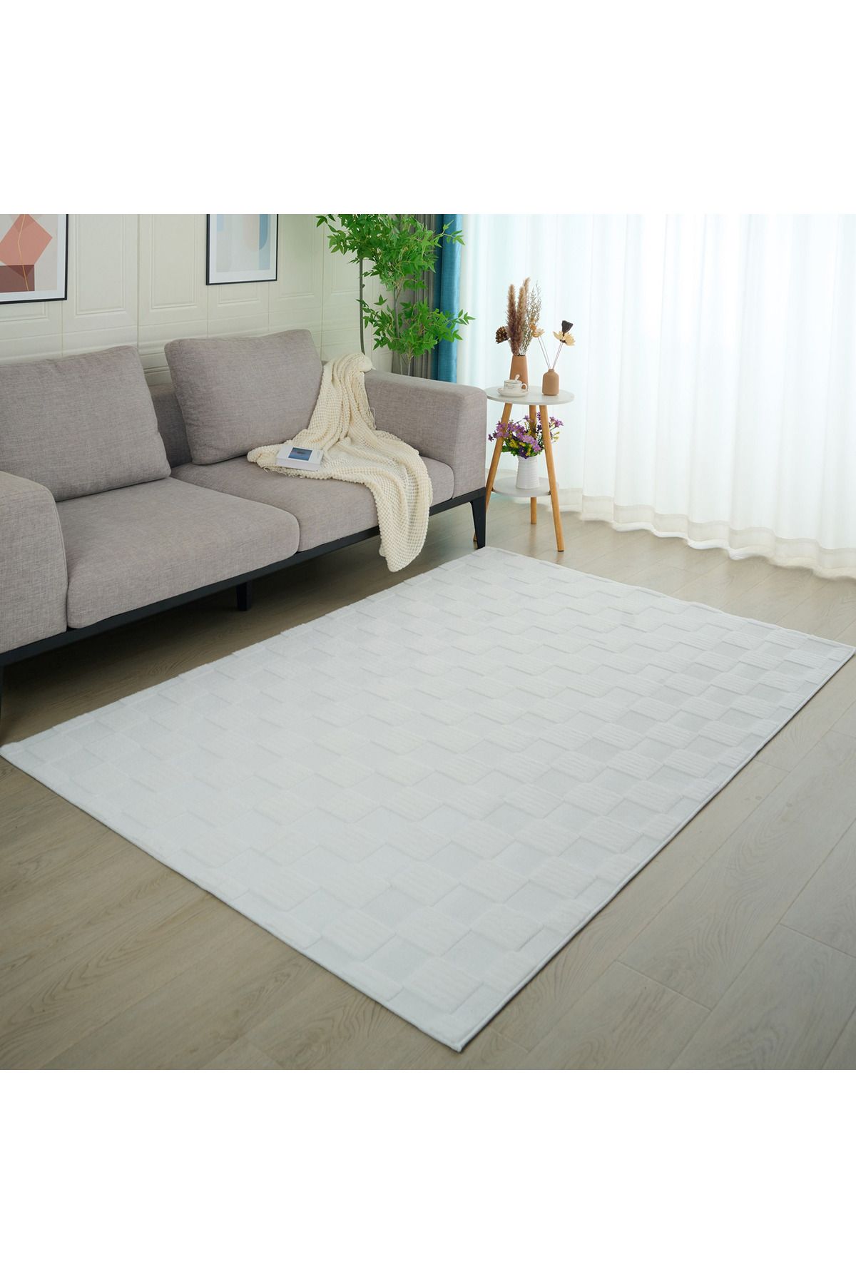 Home Box-Zara Eela Jacquard Rabbit Fur Rug 150x220 cm 1