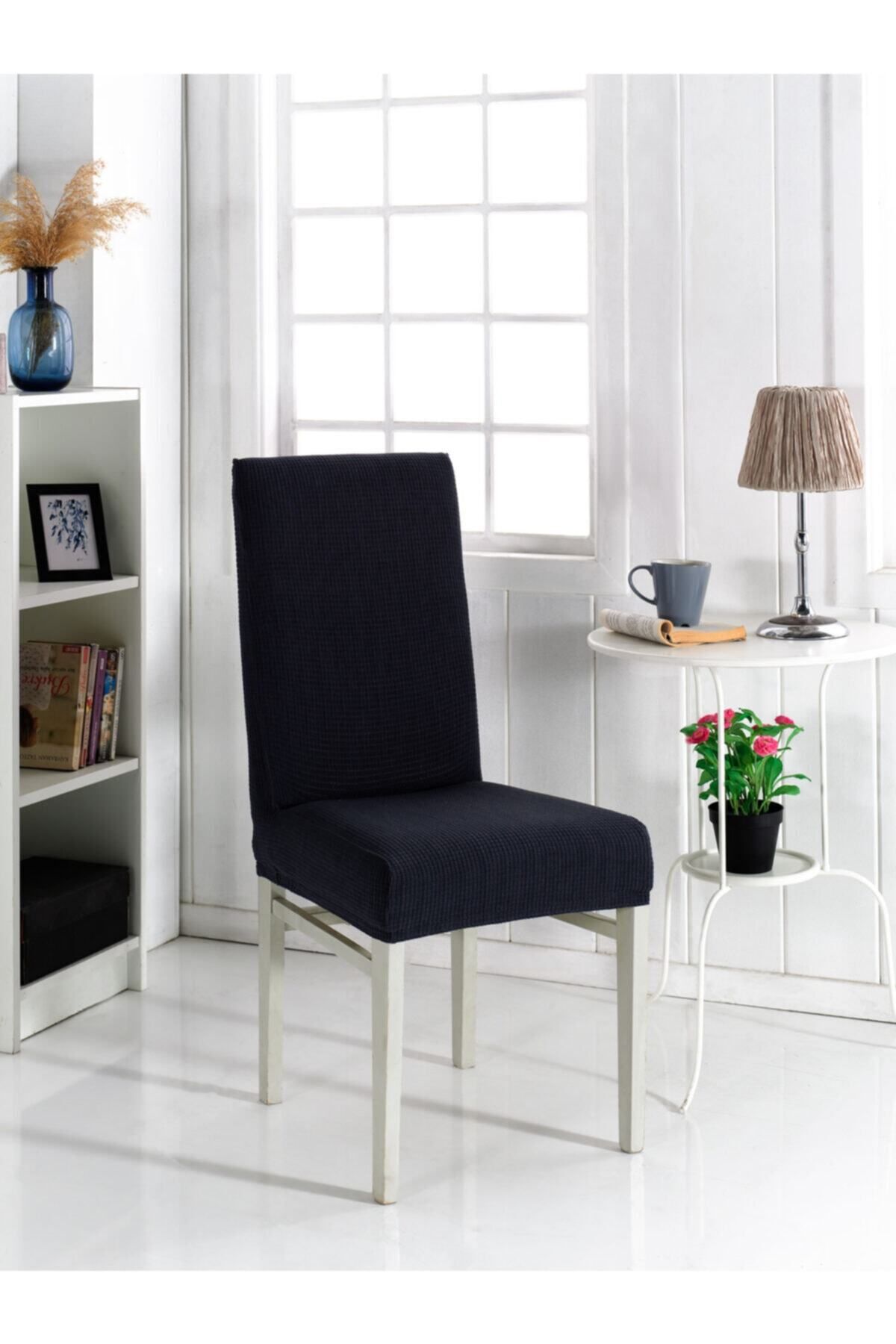 HaNemCe-Black Lycra Chair Cover - Washable 1 Piece 2