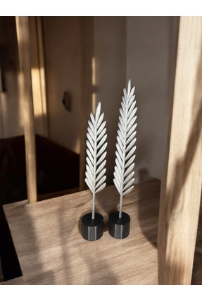 BOTE CONCEPT Tüy Şeklinde Modern Ev Dekoru (2'li) - Gümüş