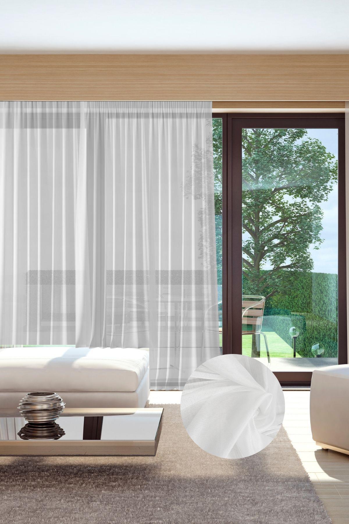 Murcia Draped Pleated Tulle Curtain Ecru