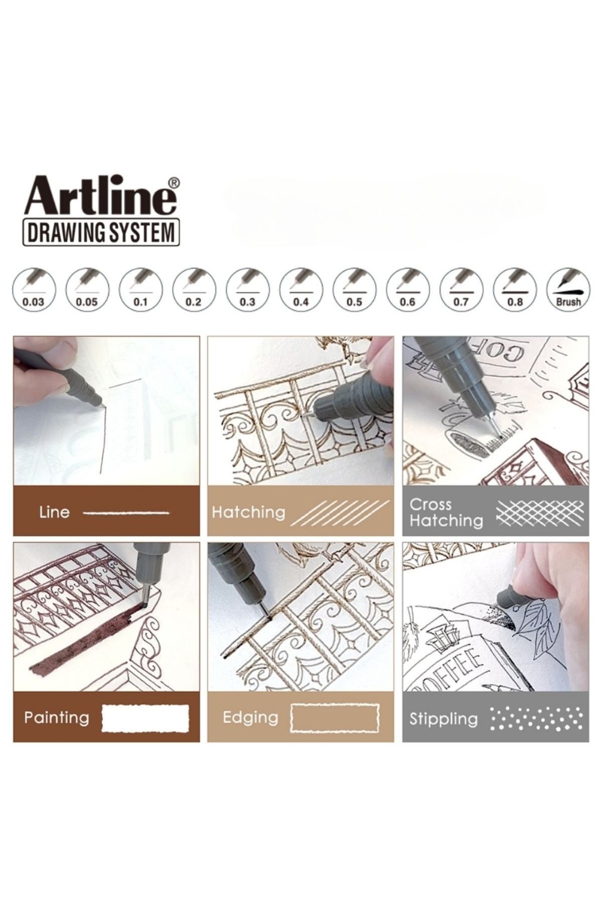 artline-23Fn Model Technical Drawing Pen - Black, Flexible and Precise, for Drawing with Brush Tip 5