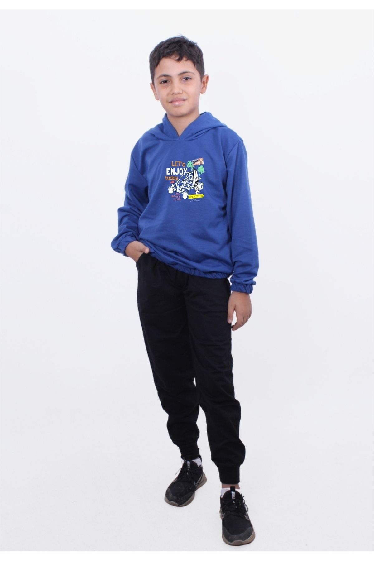 FYK KİDS-Boy's Tracksuit Set - Hooded and Printed Detail 1