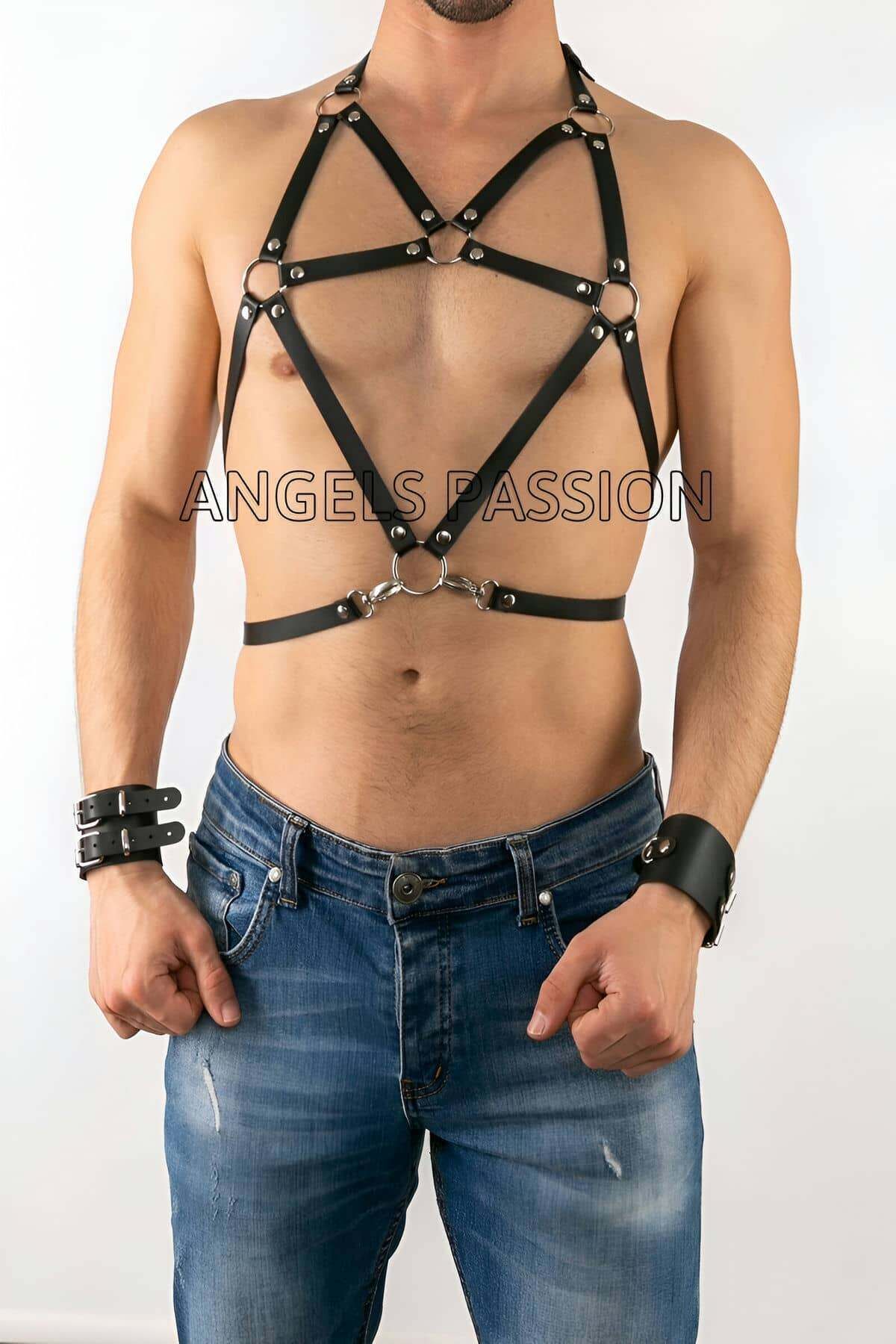 Angels Passion Deri Erkek Göğüs Üzeri Harness