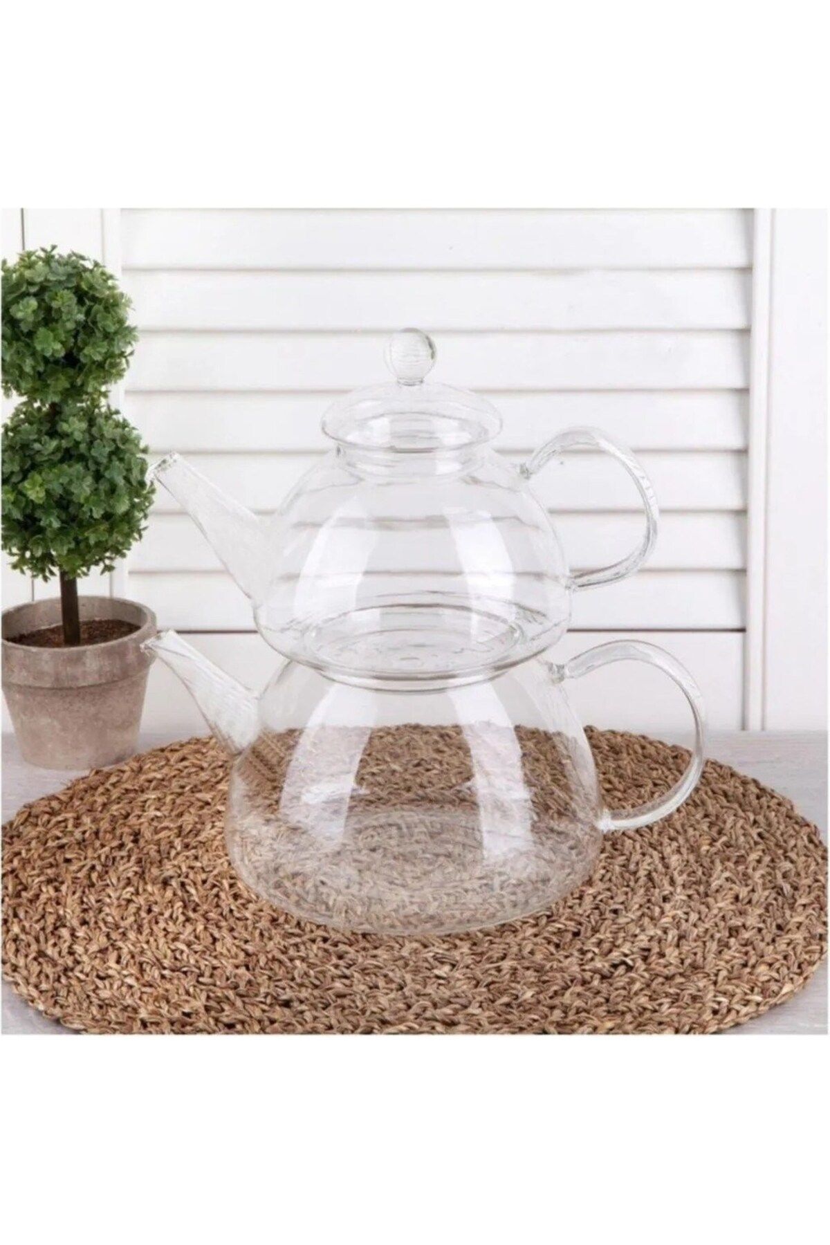 Qerhome-Fire Resistant Borasilicate Glass Teapot Flat Model 2