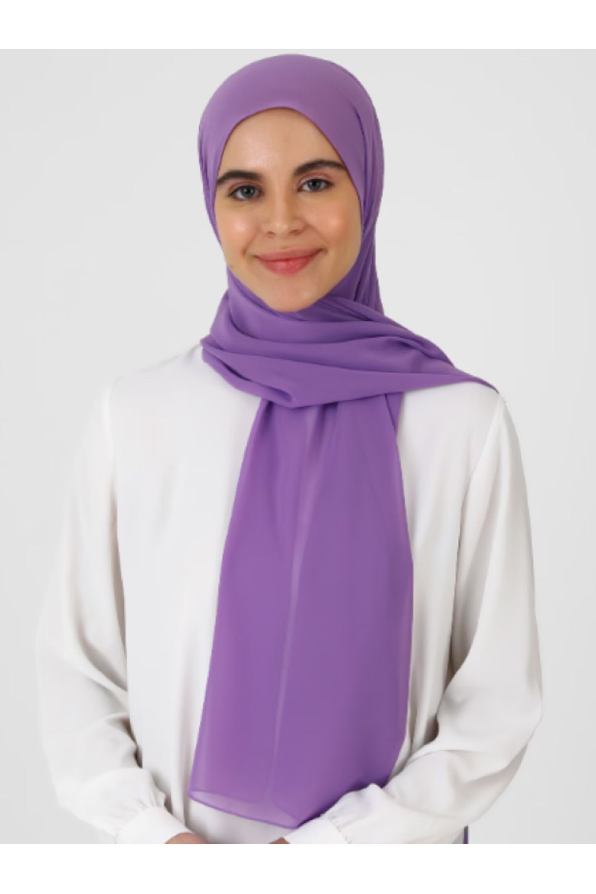 Differenza-Lilac Crepe Chiffon Shawl 2