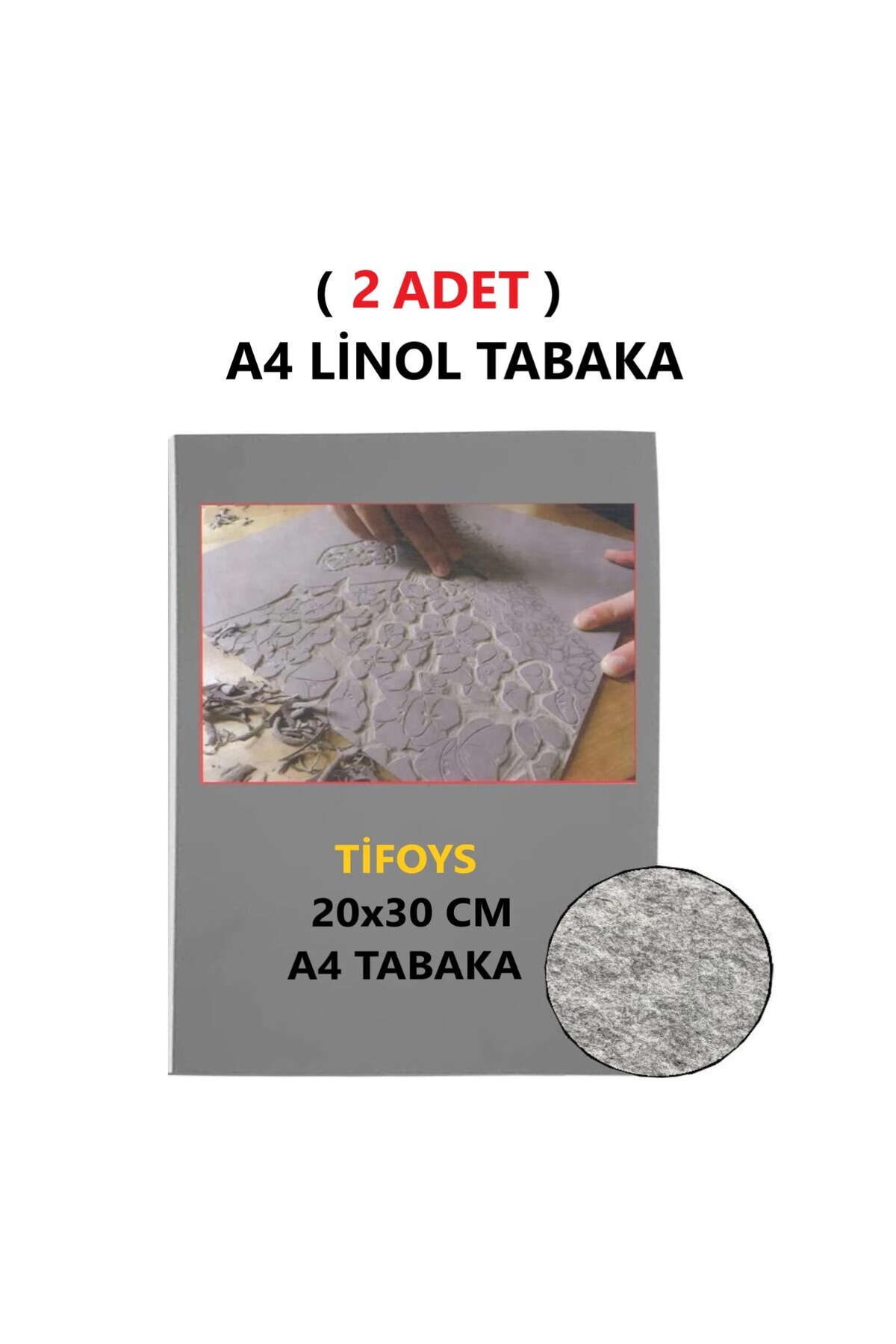 TİFOYS ( 2 Adet ) Linol Tabaka Levha 2,5 mm A4 Boyutunda 1. Kalite Linol Muşamba Gri