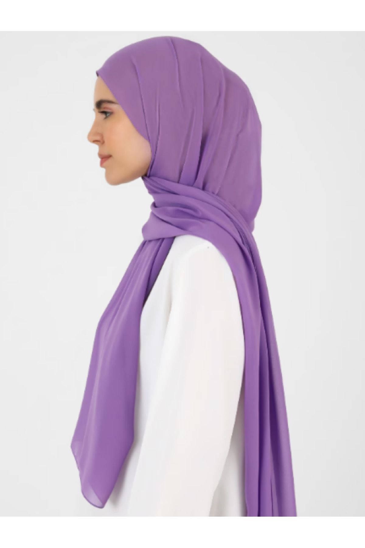 Differenza-Lilac Crepe Chiffon Shawl 3