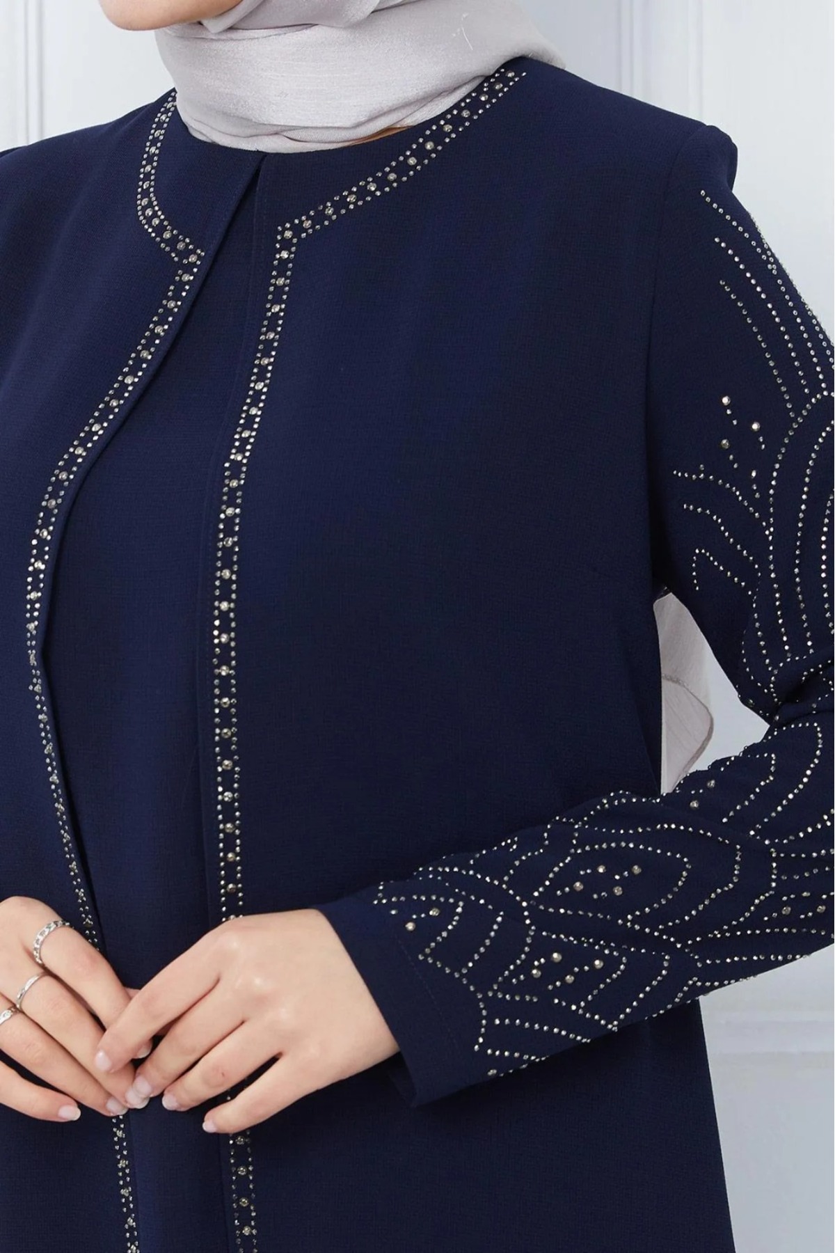 ELBİSHE  Kolu Taş Detaylı Anne Elbisesi - Görsel 6