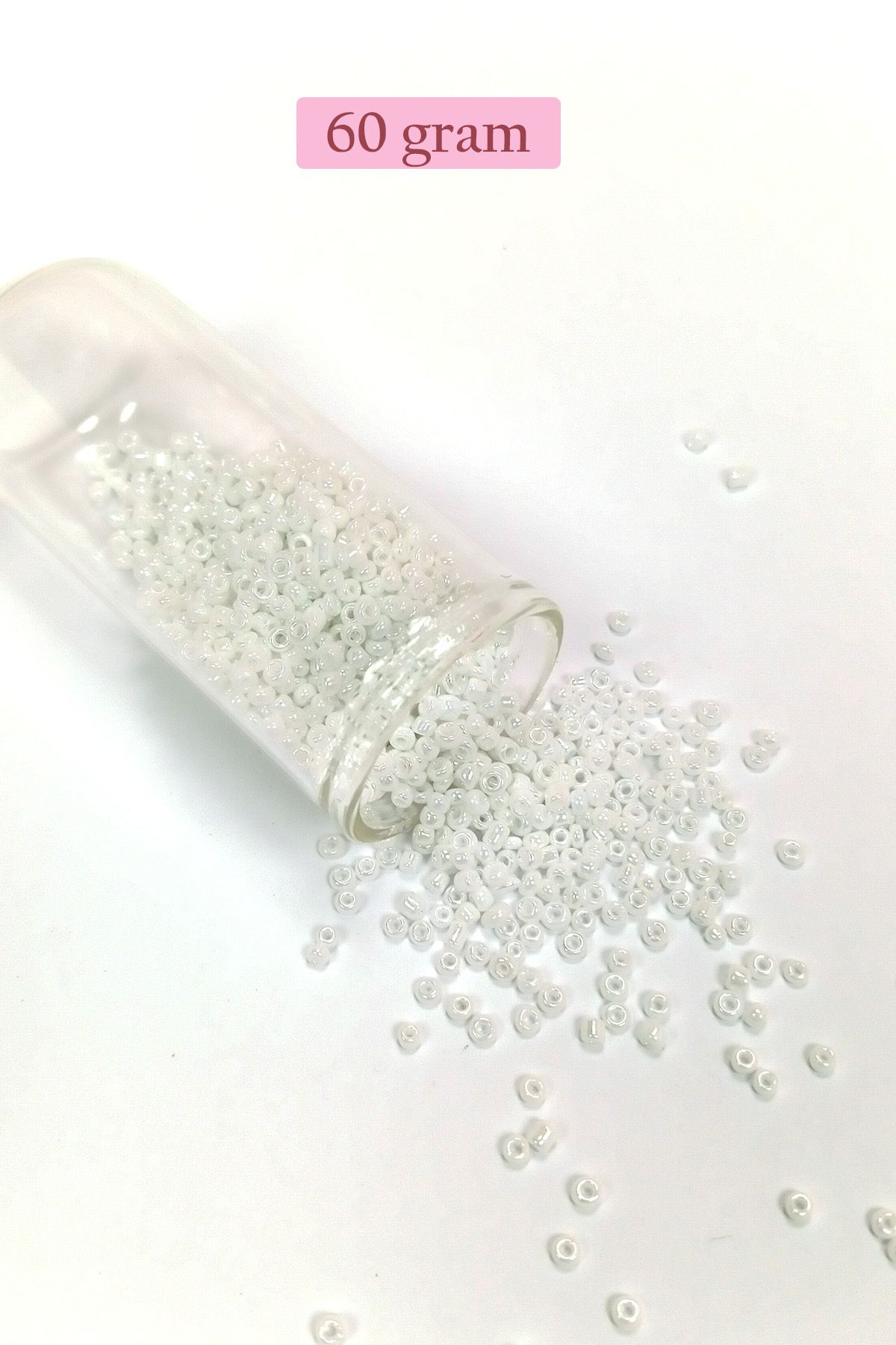 Kapamarka Dökme Cam Kum Boncuk (8/0) 3 mm - 60 Gram - Parlak Beyaz - BNC194