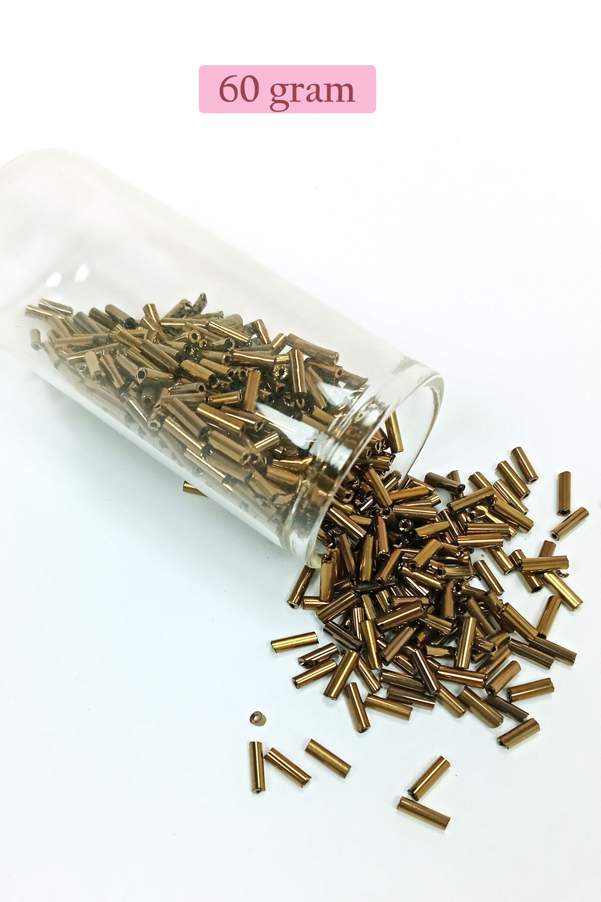 Mu Art Uzun Boru Kesme Boncuk Çap 2Mm Uzunluk 10 Mm - 60 Gram - Parlak Gold - Bnc288