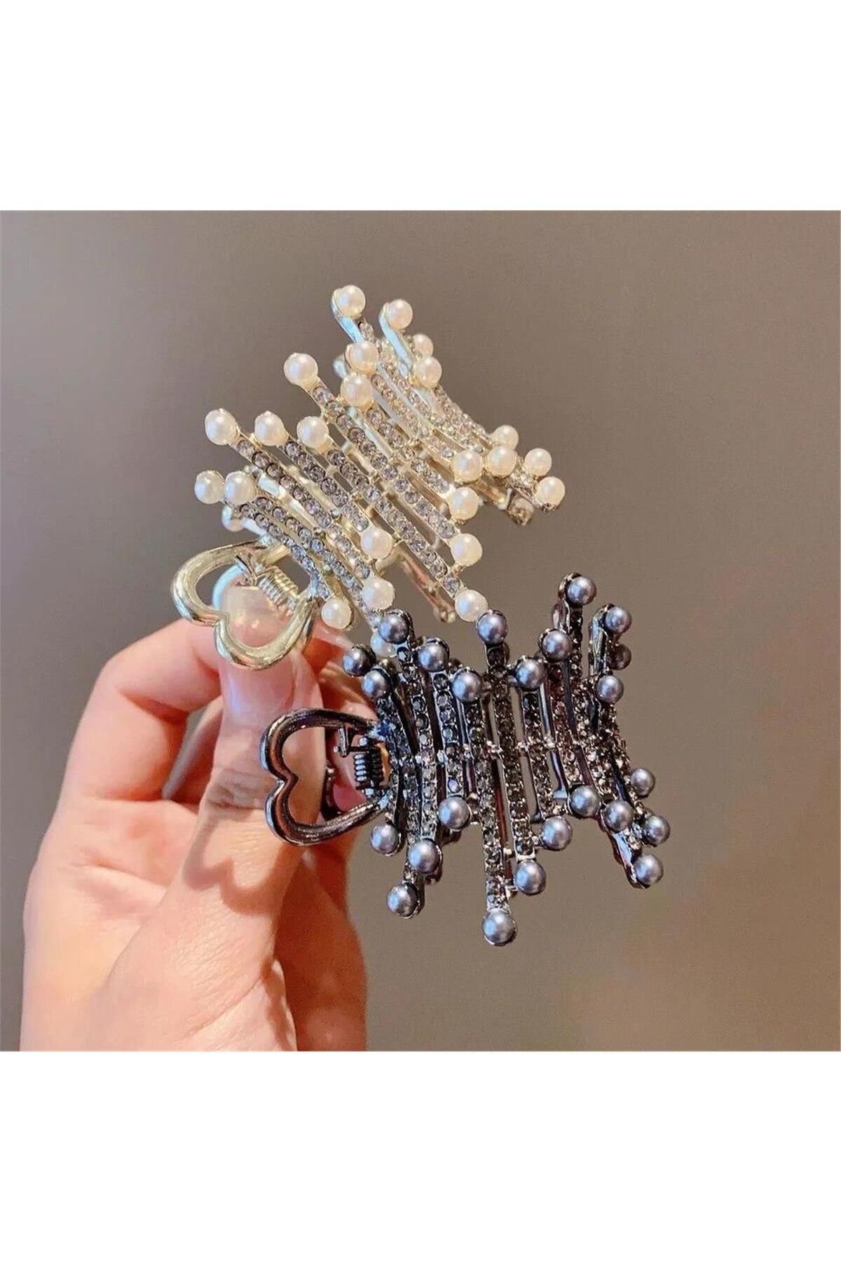 Pelin Aksesuar-Smoked Pearl Crystal Ponytail Buckle 2