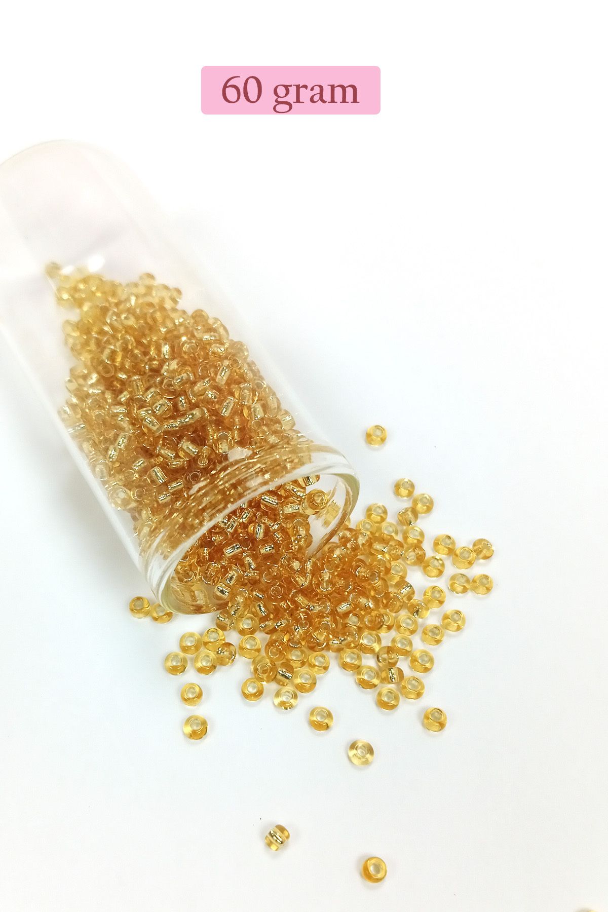 Mu Art Dökme Cam Kum Boncuk (8/0) 3 Mm - 60 Gram - Şeffaf Koyu Sarı - Bnc217