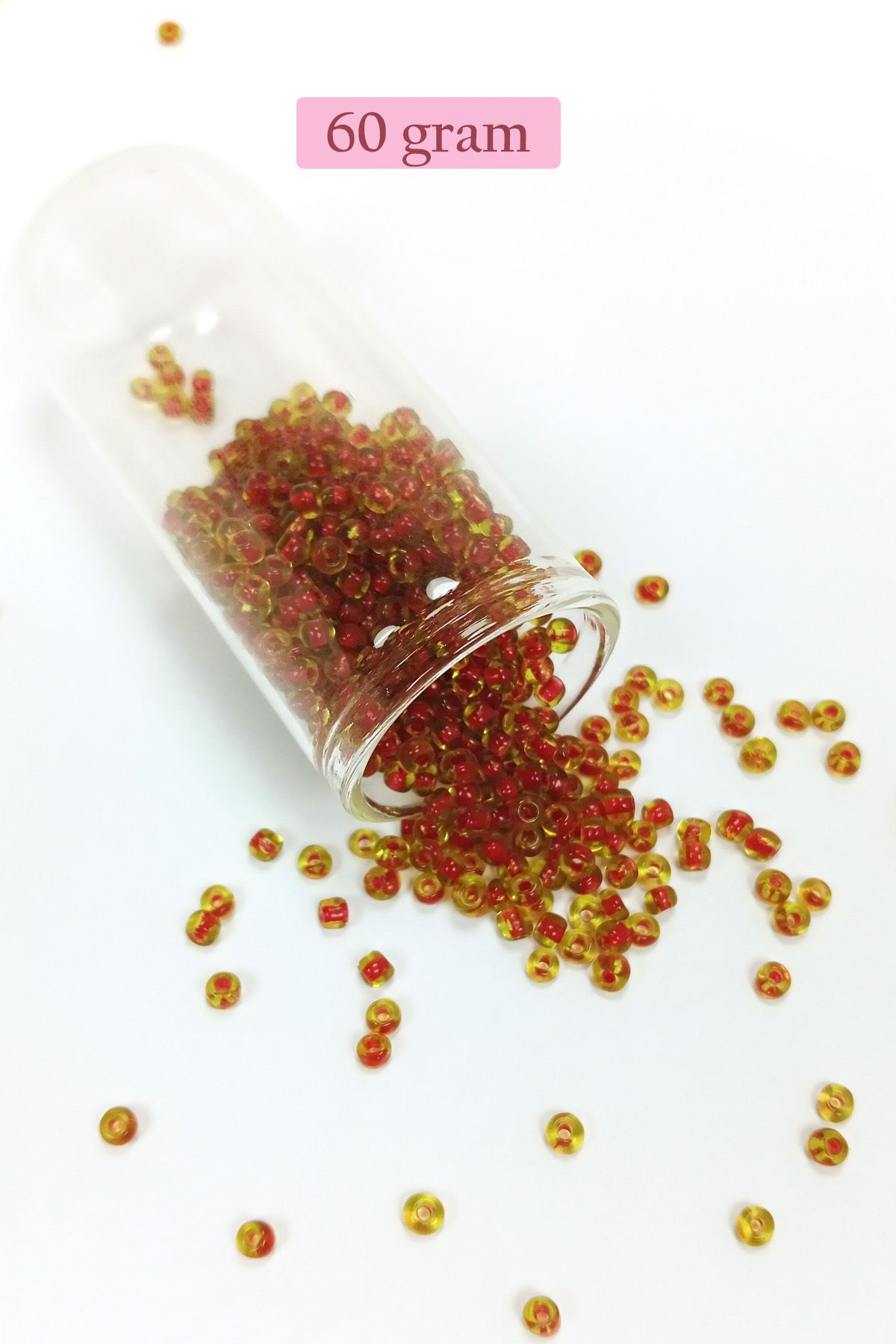Mu Art Dökme Cam Kum Boncuk (8/0) 3 Mm - 60 Gram - Şeffaf Açık Kahve - Bnc189