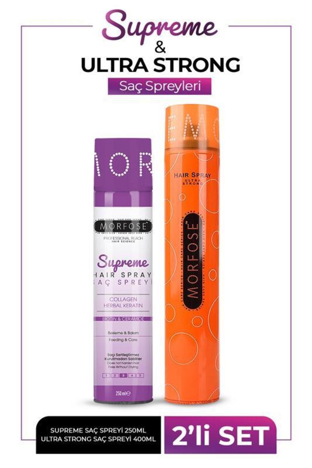 Morfose Supreme Saç Spreyi 250 ml + Ultra Strong Saç Spreyi 400 ml