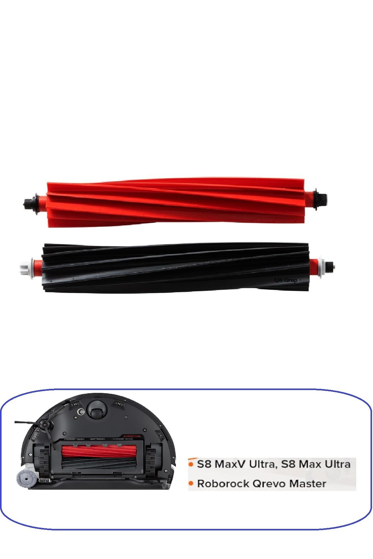 LİN GRUP-Roborock S8 Maxv - G20 Compatible Double Roll Silicone Main Brush Robot Vacuum Cleaner 1