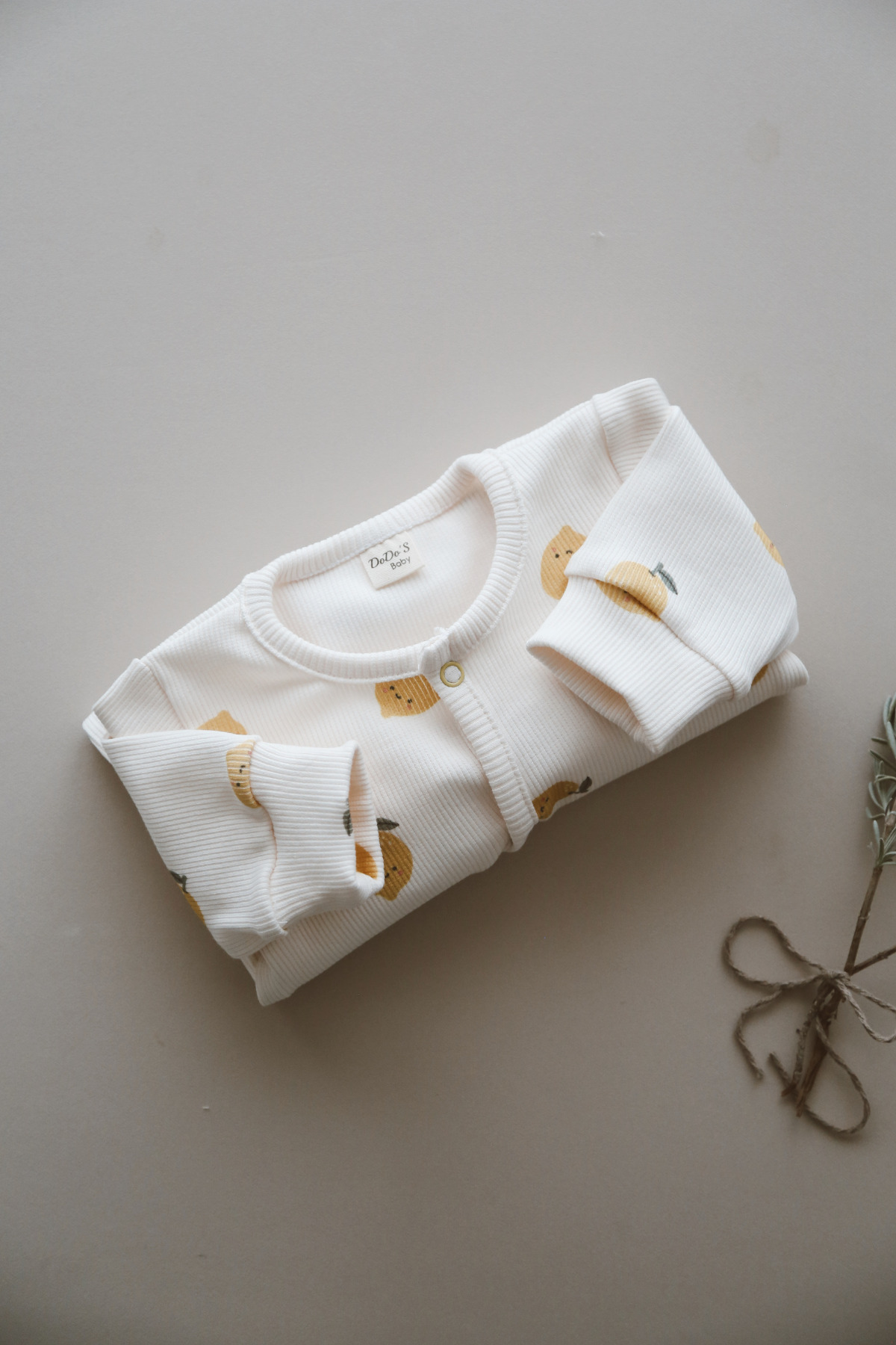 DoDo'S Baby Limon Desenli Organik Kaşkorse Bebek Tulum fotoğrafı 7 (önizleme)